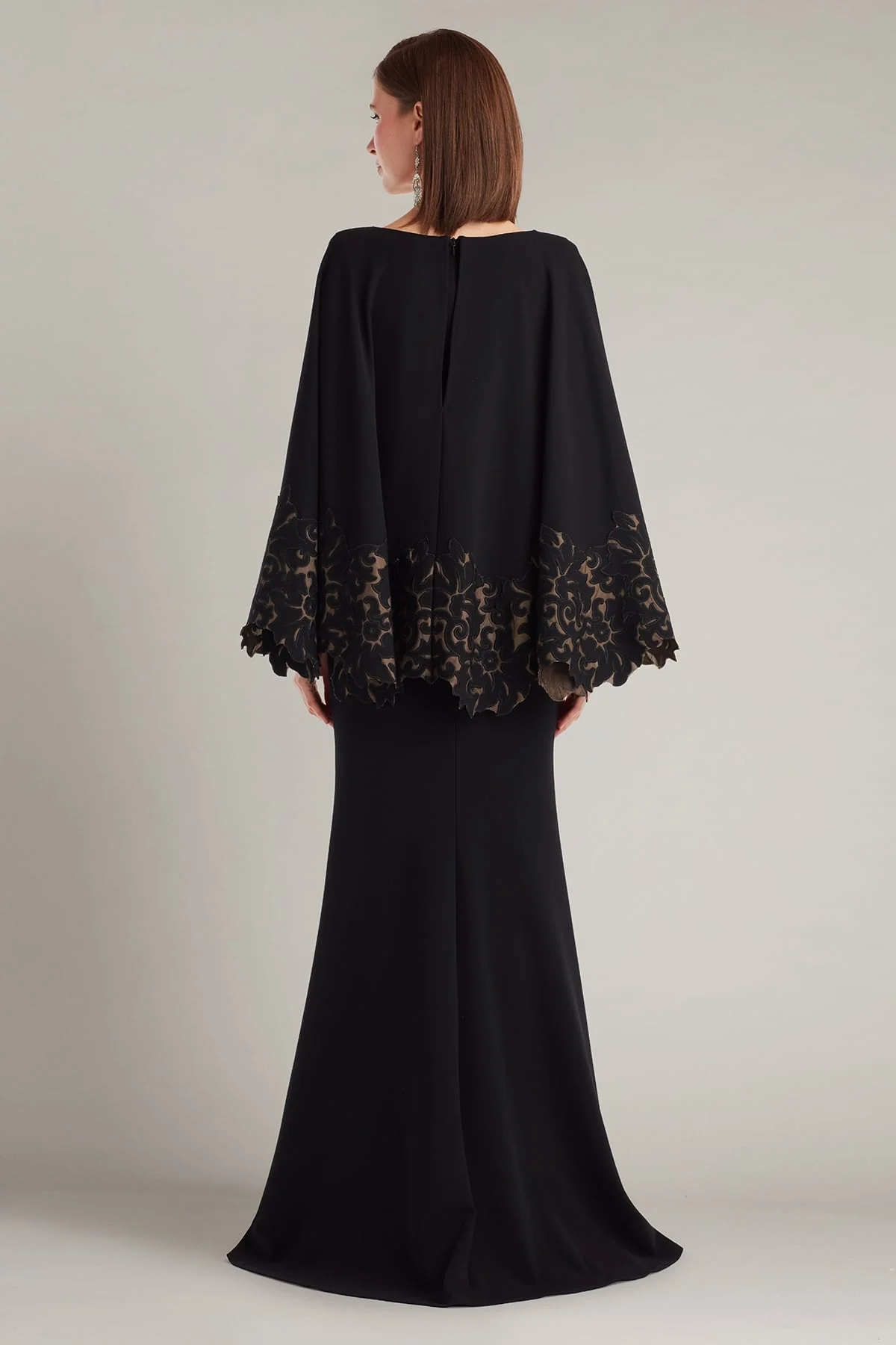 Delgado Laser-Cut Capelet Gown - Special Events Unlimited