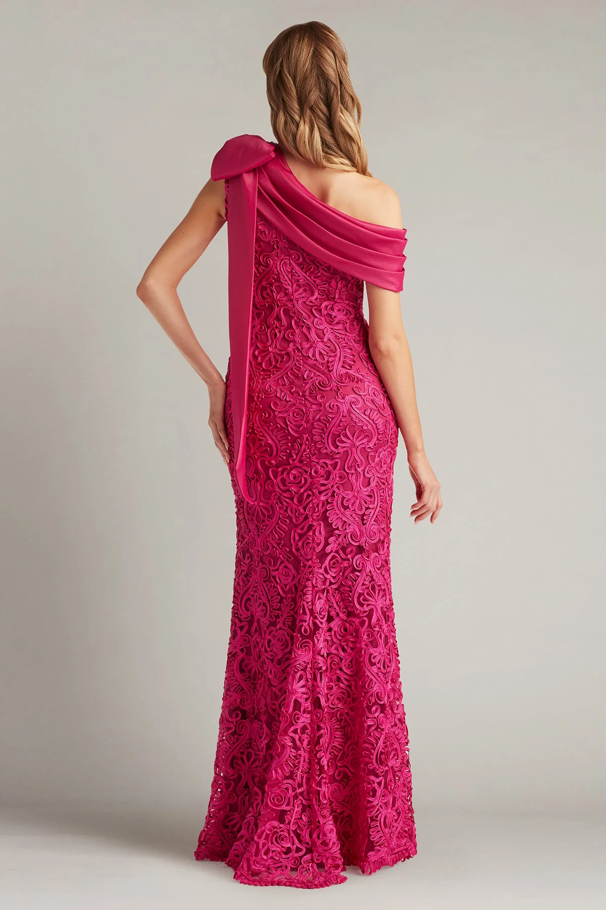 Lorne Embroidered Bow-Shoulder Gown - Special Events Unlimited