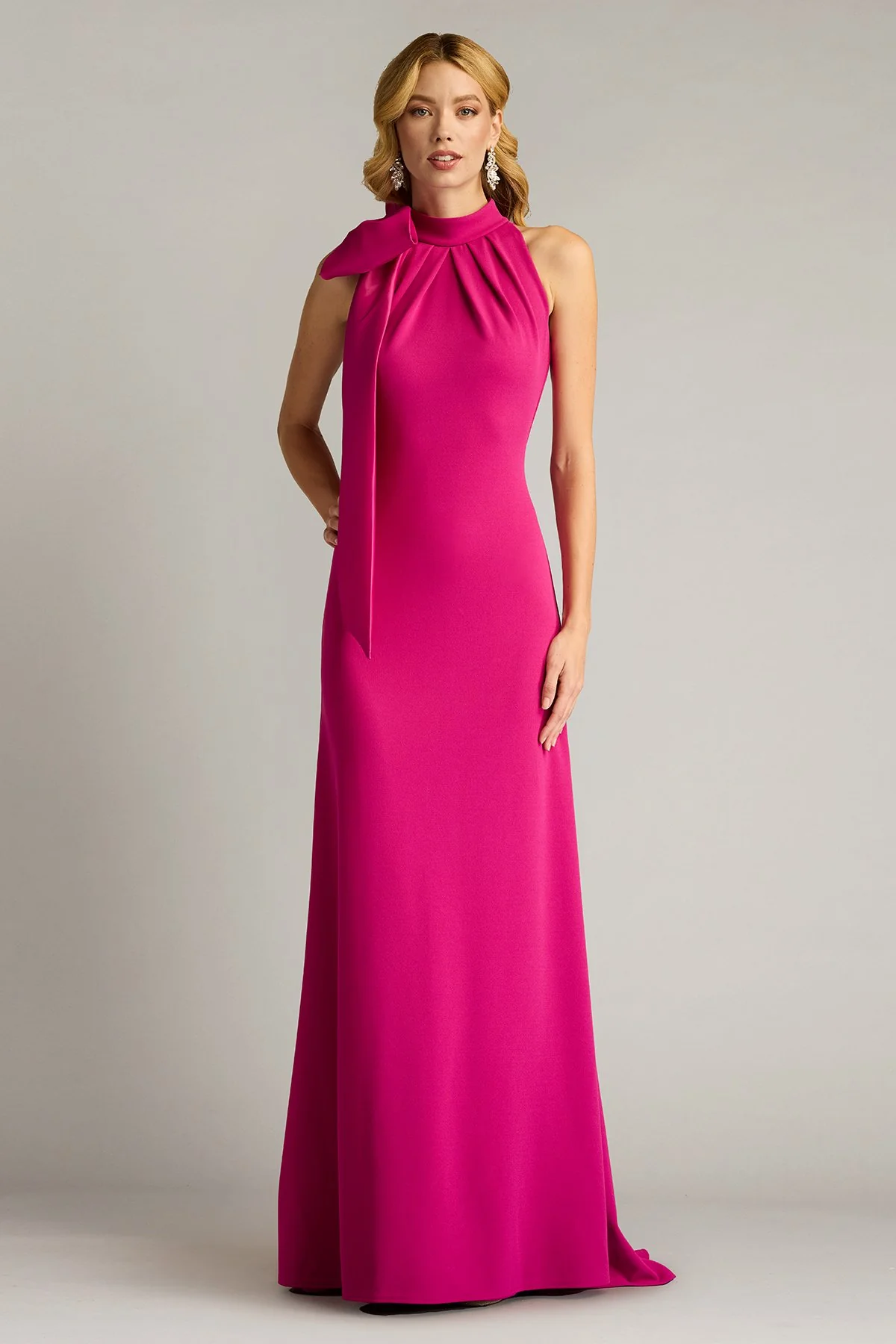 Sims Taffeta Shoulder Bow Halter Gown - Special Events Unlimited