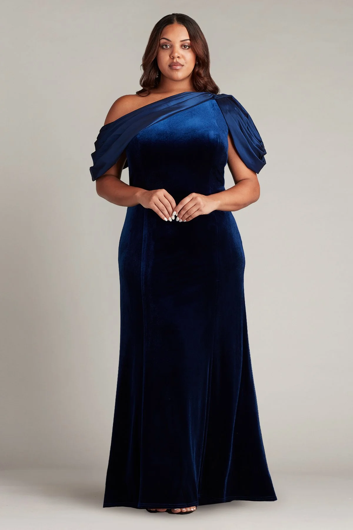 Copley Shoulder Drape Velvet Gown - PLUS SIZE - Special Events Unlimited