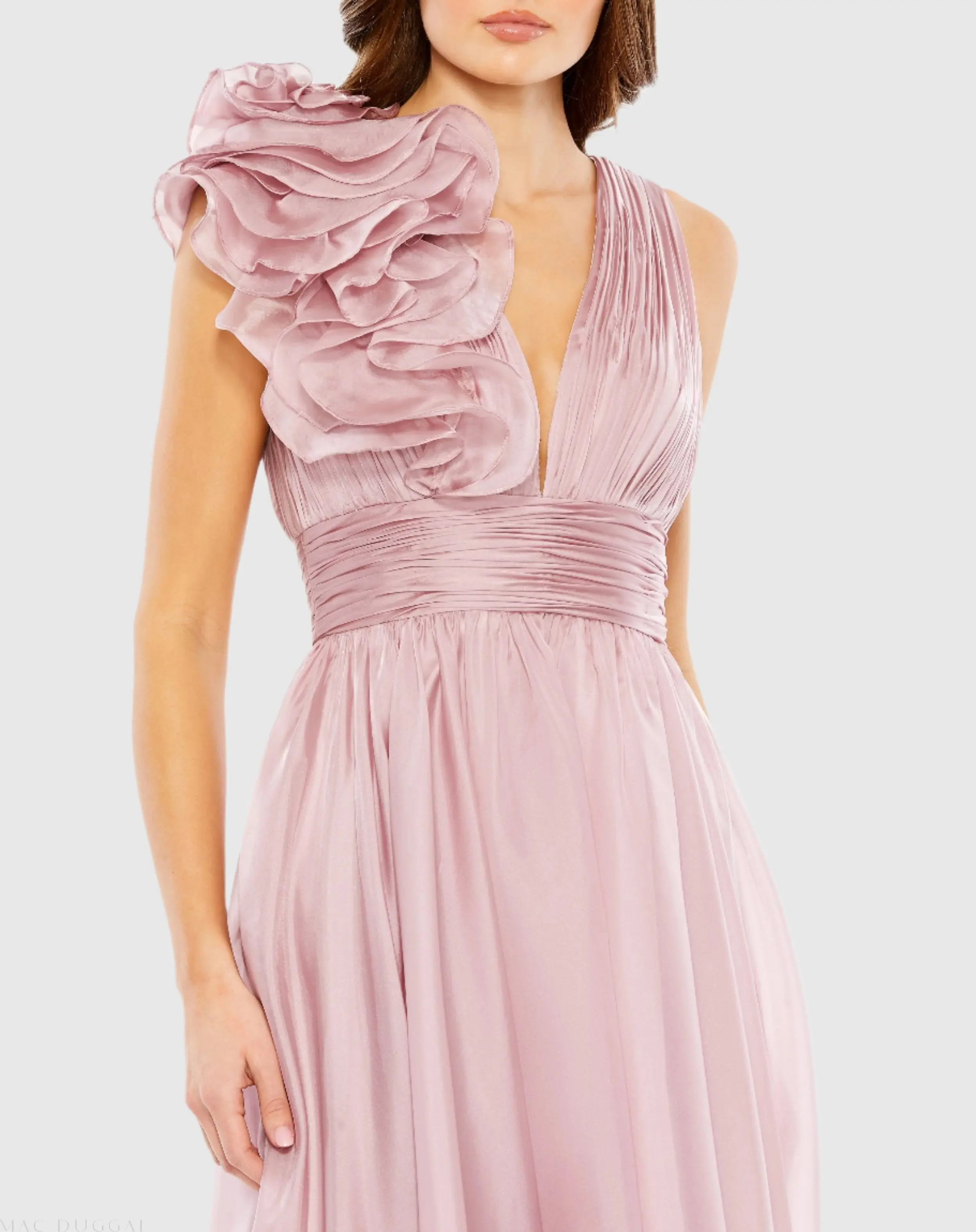 Pink Sleeveless Chiffon A-Line Tea Length Cocktail Dress - Special Events Unlimited