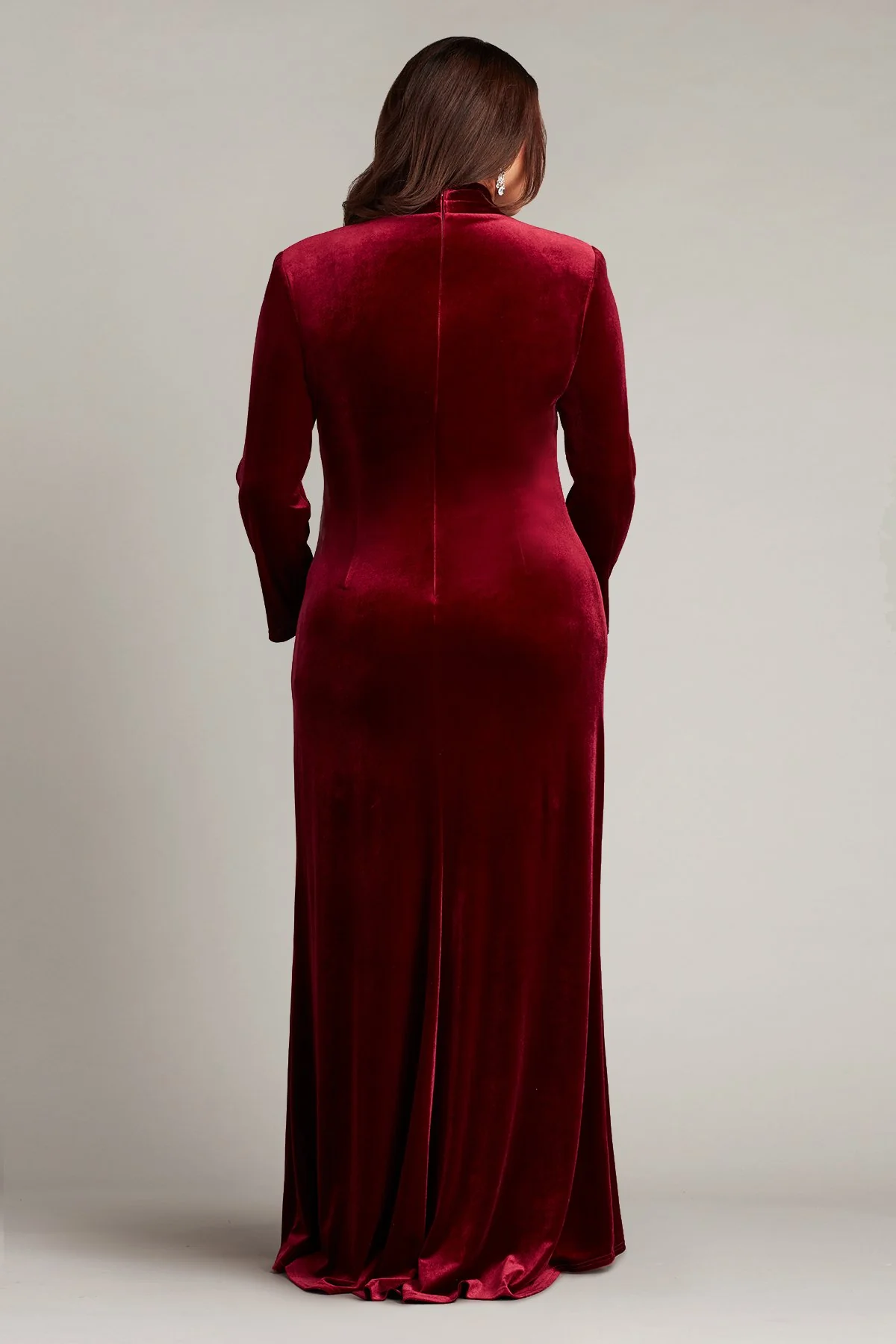 Markum Long-Sleeve Velvet Flounce Gown - PLUS SIZE - Special Events Unlimited