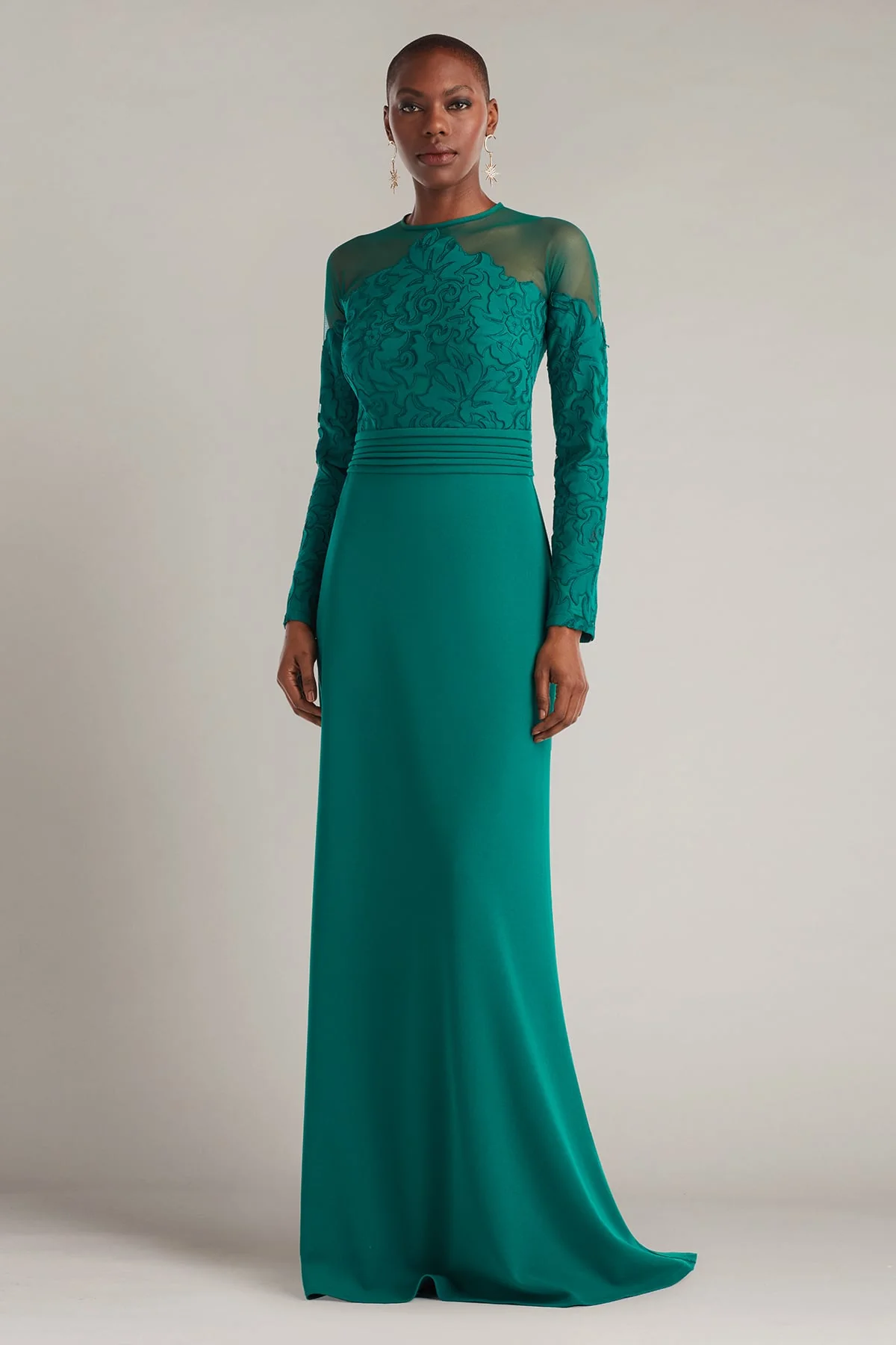 Sinclair Embroidered Crepe Gown - Special Events Unlimited