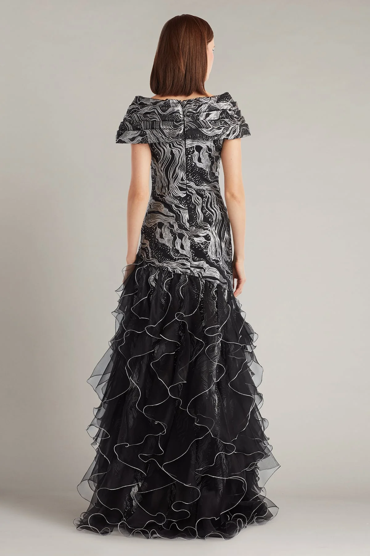 Cosmina Stardust Motif Ruffle Gown - Special Events Unlimited