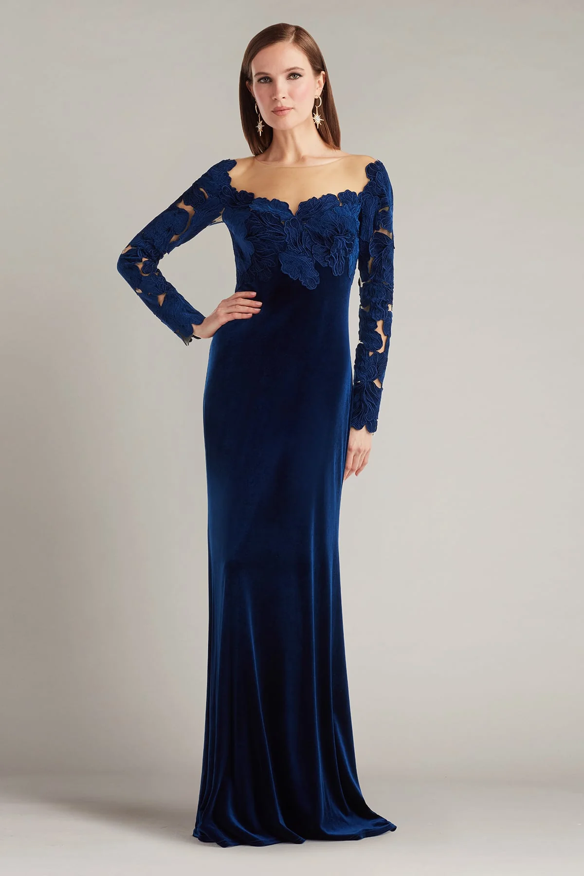 Rhyne Embroidered Velvet Gown - Special Events Unlimited