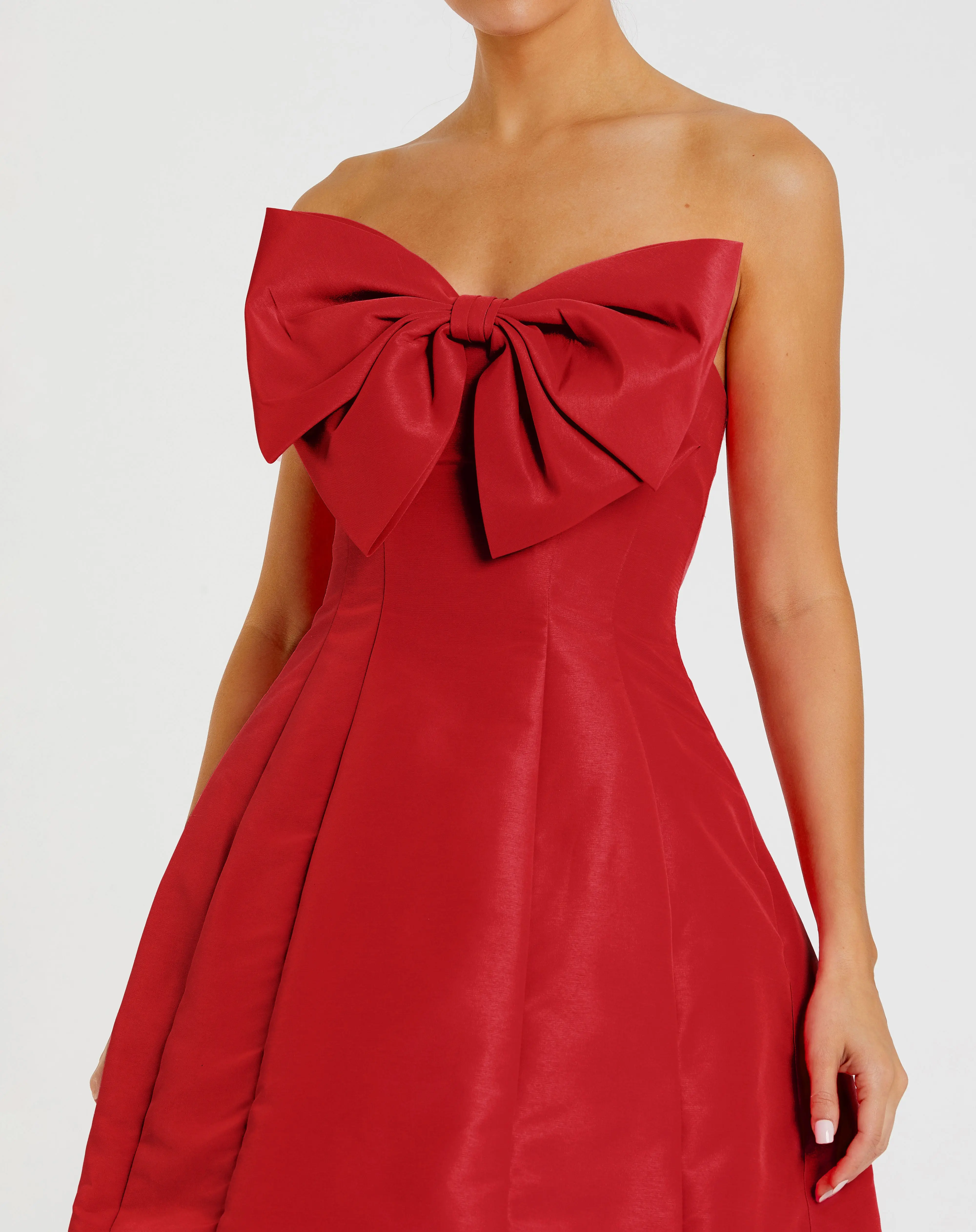 Red Strapless Oversized Bow Fit & Flare Mini Dress - Special Events Unlimited