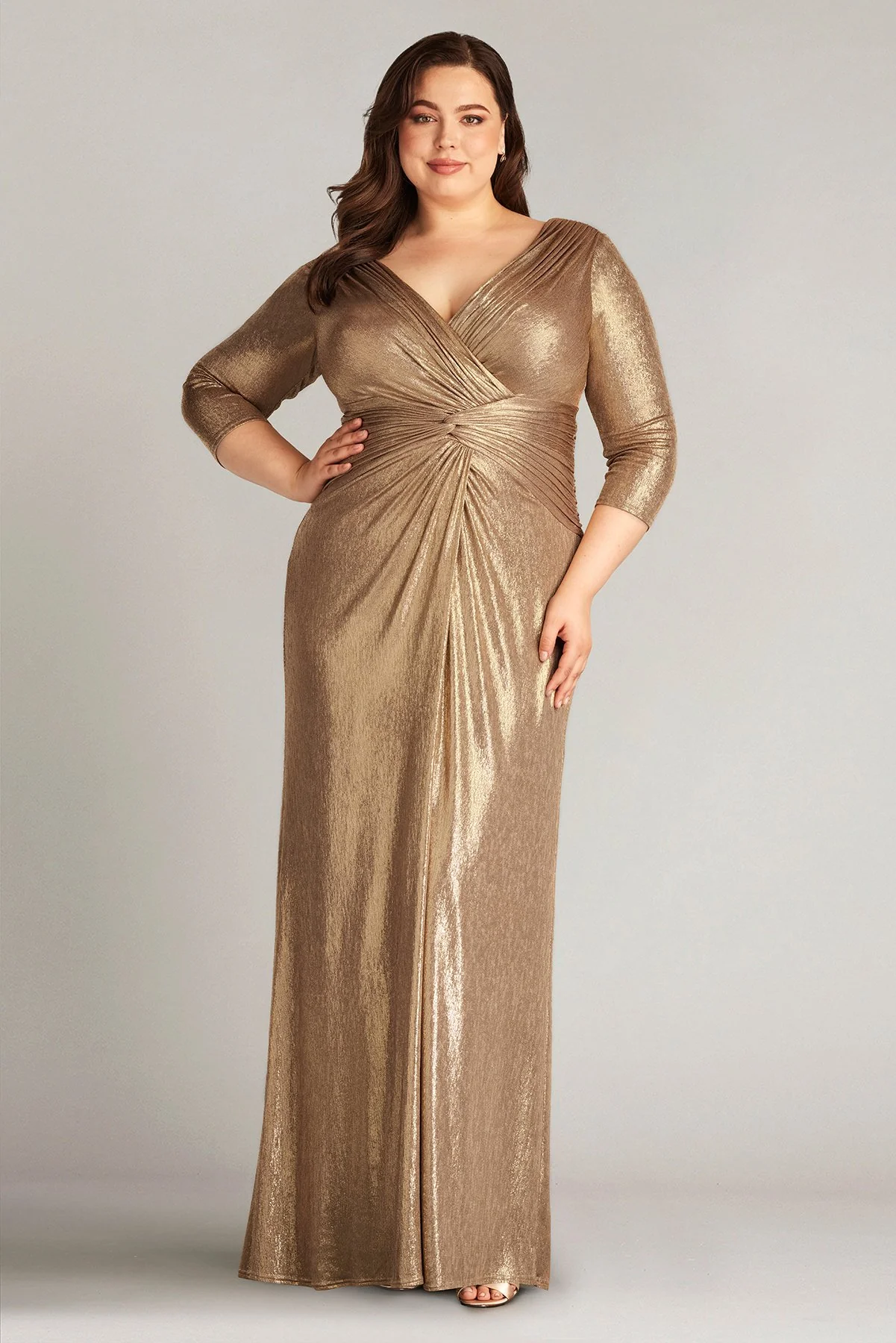 Ryah Metallic Twist Drape Gown - PLUS SIZE - Special Events Unlimited