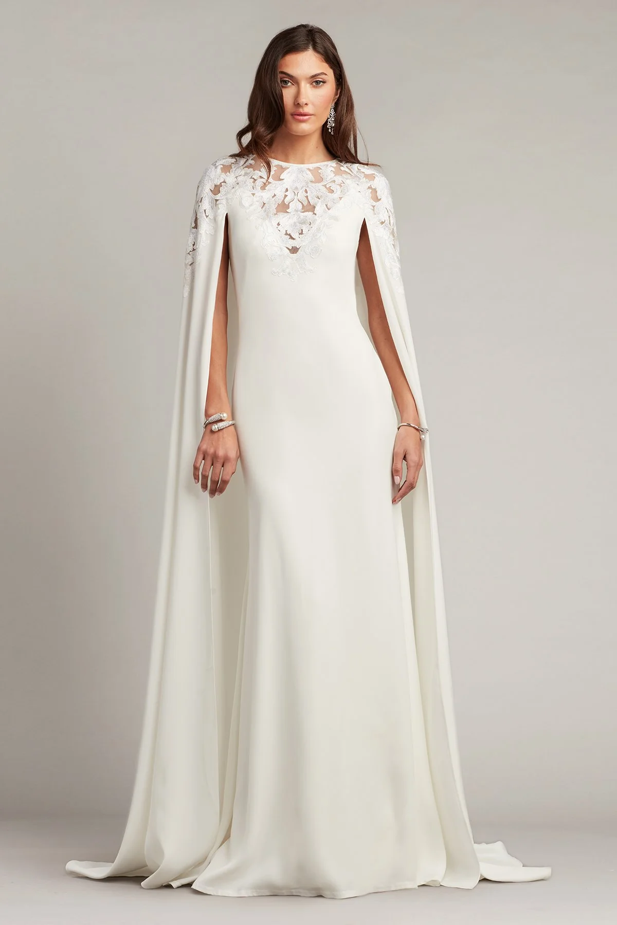 Bales Cape Sleeve Illusion Gown - Special Events Unlimited