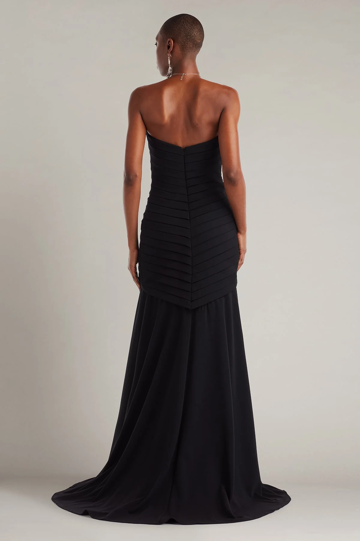 Vionna Shutter-Pleated Crepe Gown - Special Events Unlimited