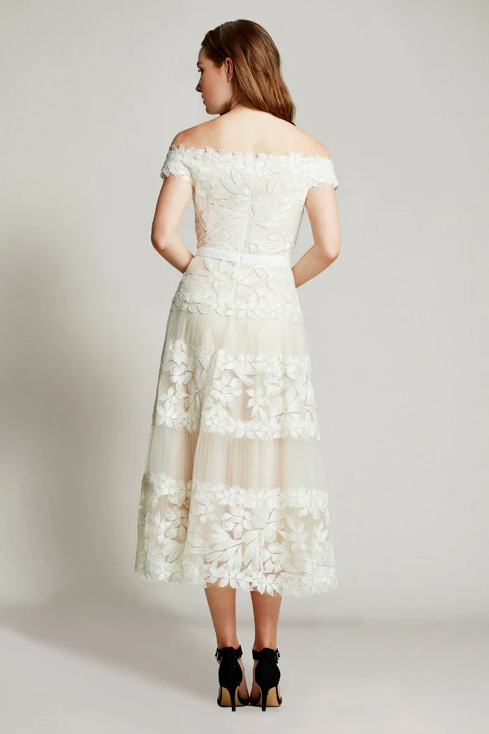 Adriane Floral Embroidered Tea-Length Dress - Special Events Unlimited