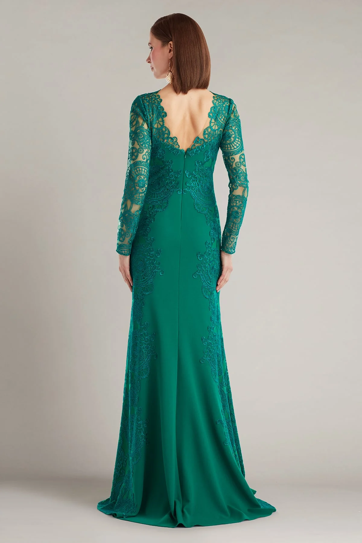 Regal Embroidered Timepiece Lace Gown - Special Events Unlimited