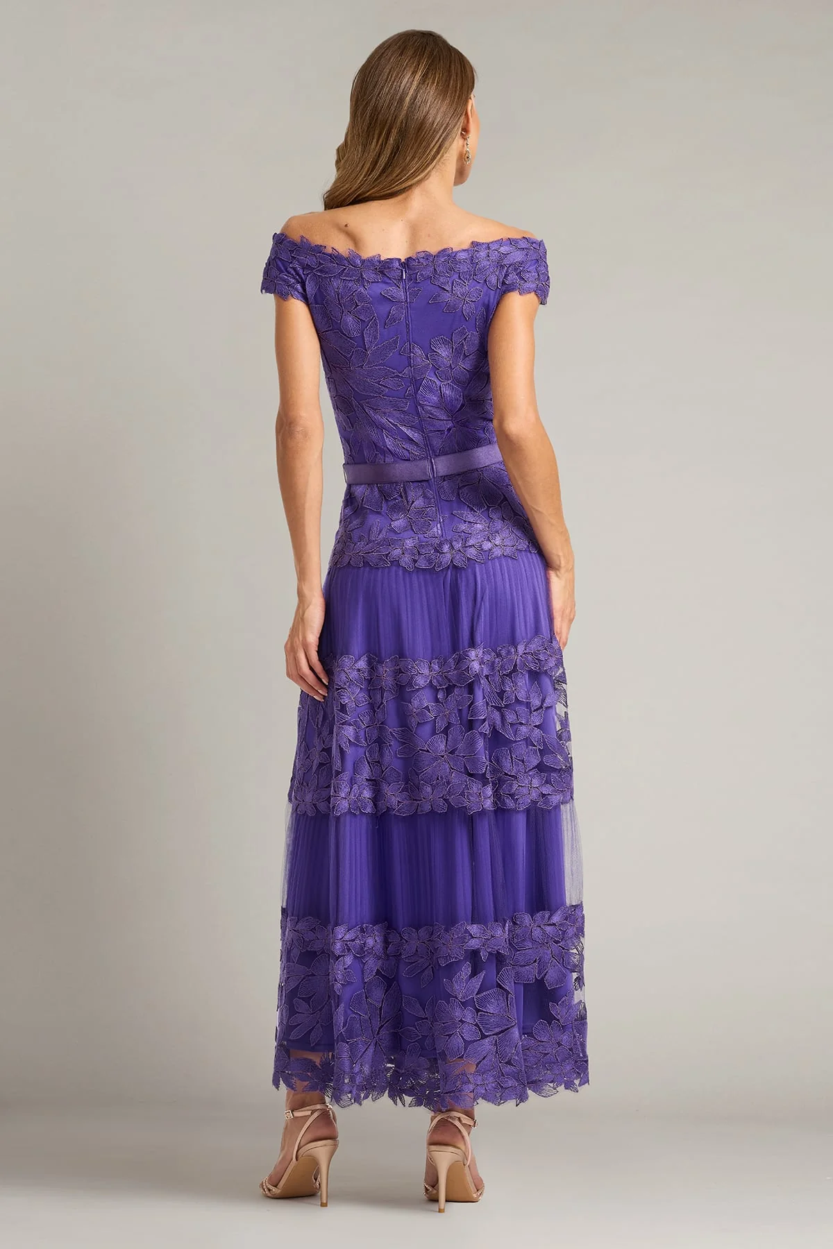 Adriane Floral Embroidered Tea-Length Dress - Special Events Unlimited