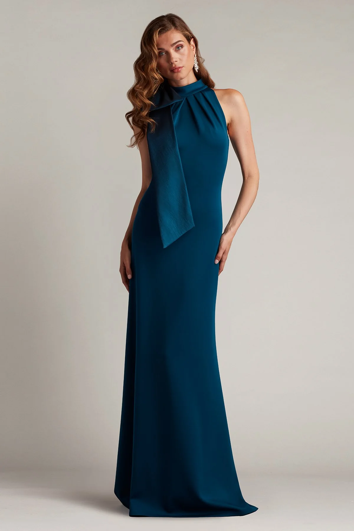 Sims Taffeta Shoulder Bow Halter Gown - Special Events Unlimited