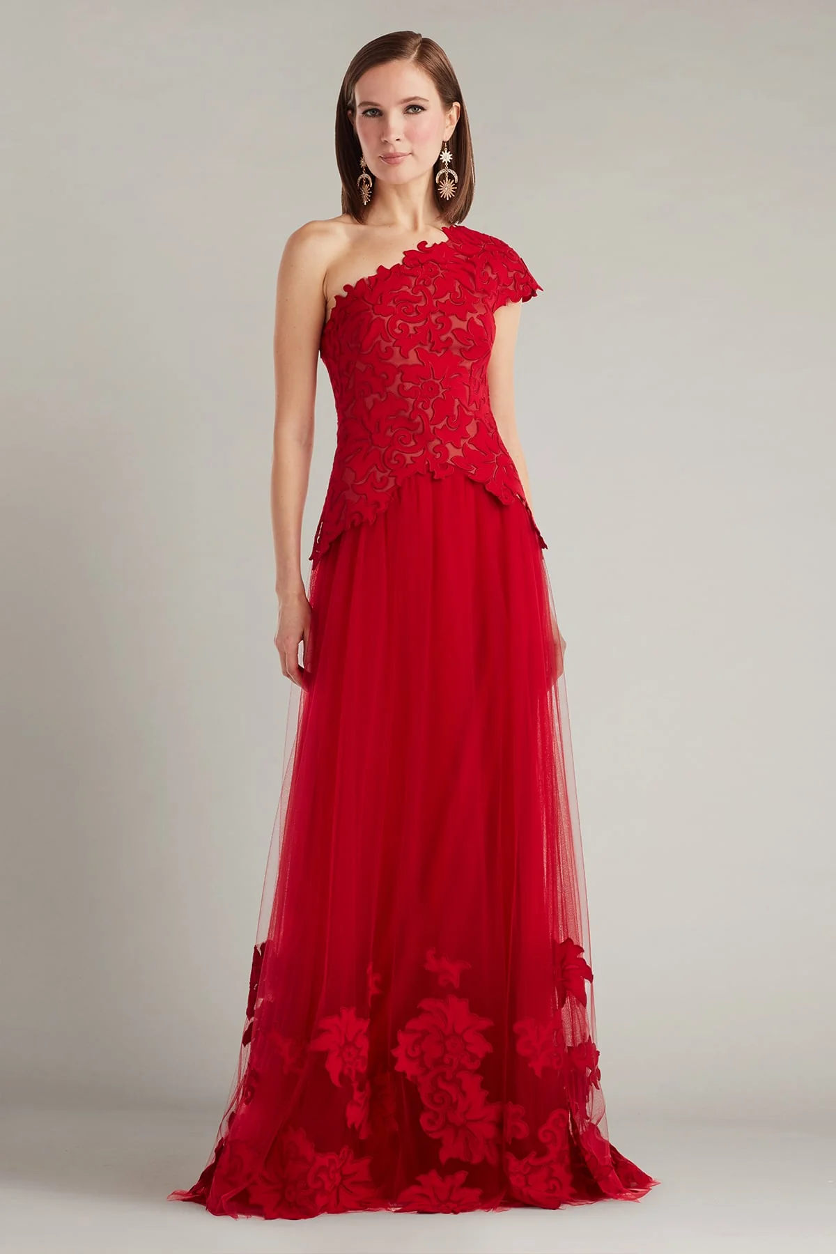 Marcelline One-Shoulder Laser-Cut Gown - Special Events Unlimited