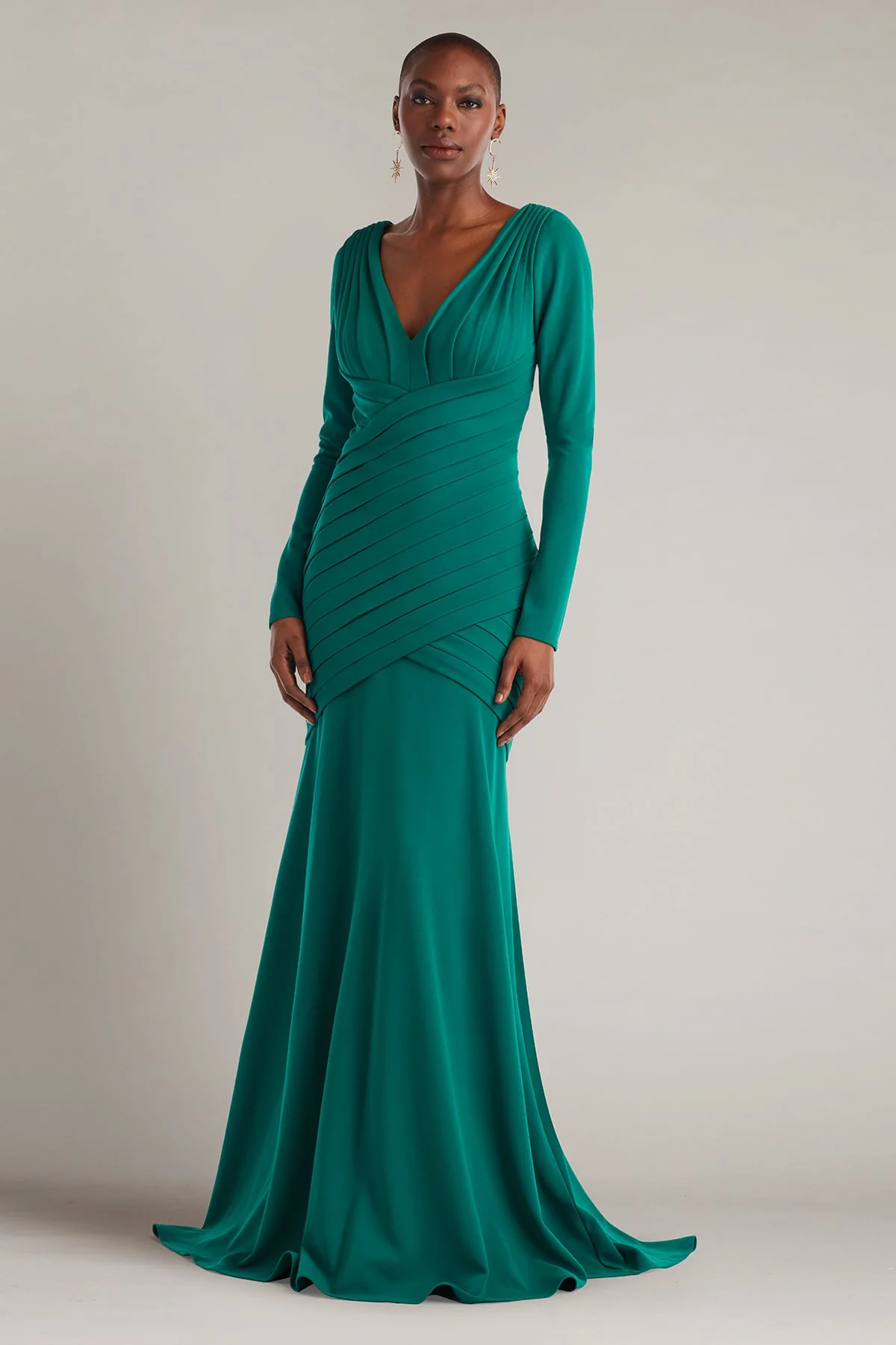 Keris Shutter-Pleated Crepe Gown - Special Events Unlimited