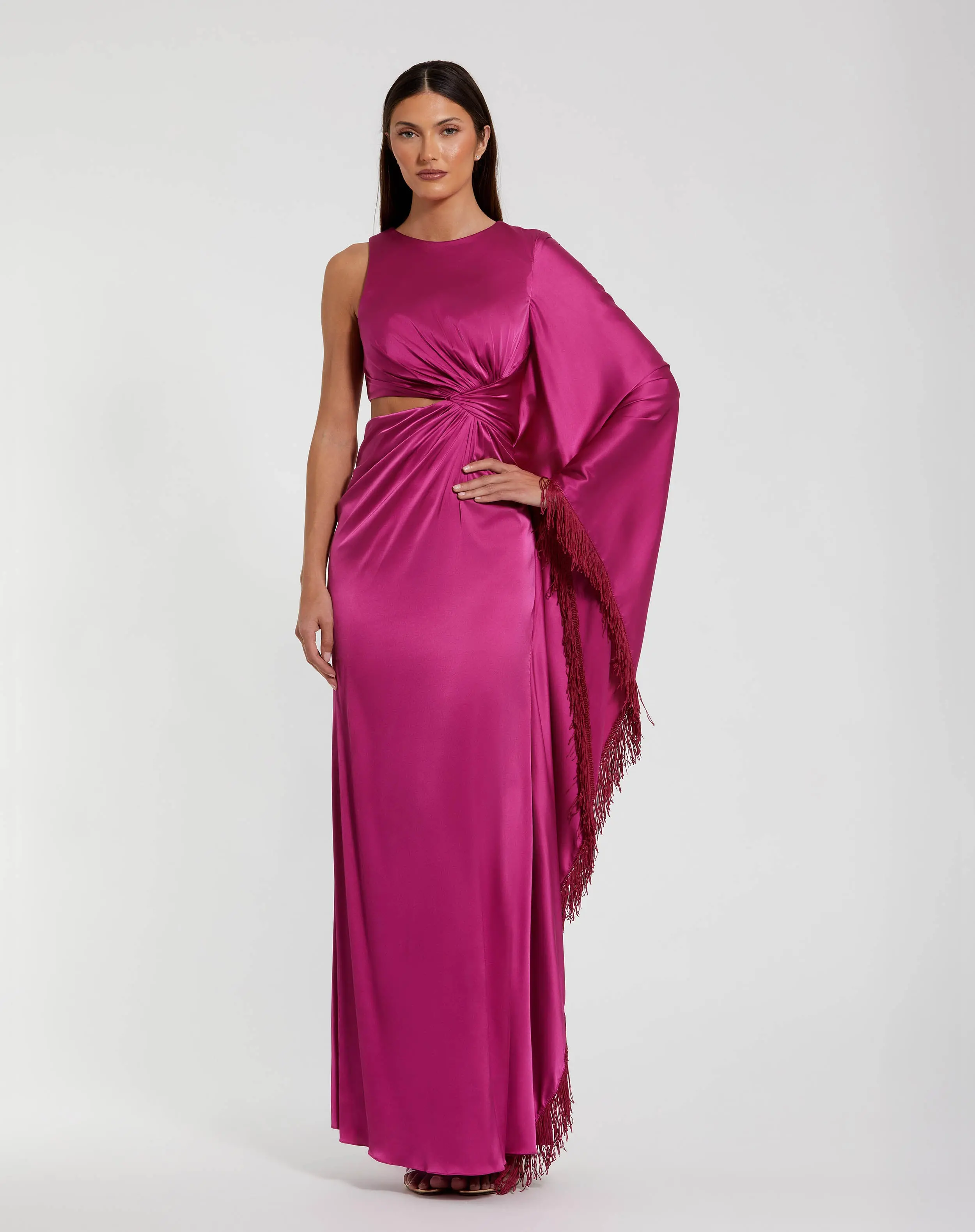 Hot Pink Cut Out Fringe Kaftan Gown - Special Events Unlimited