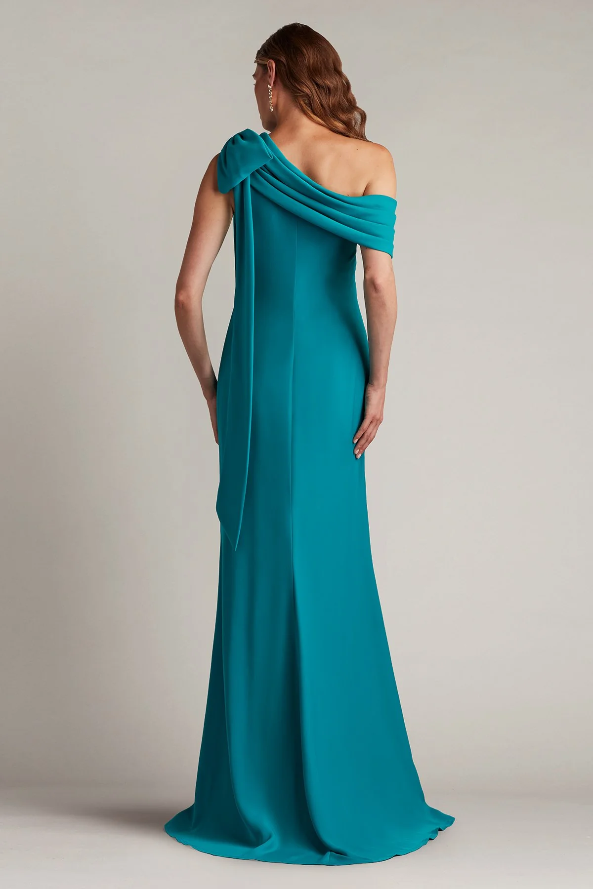 Cassia Bow-Shoulder Crepe Gown - Special Events Unlimited
