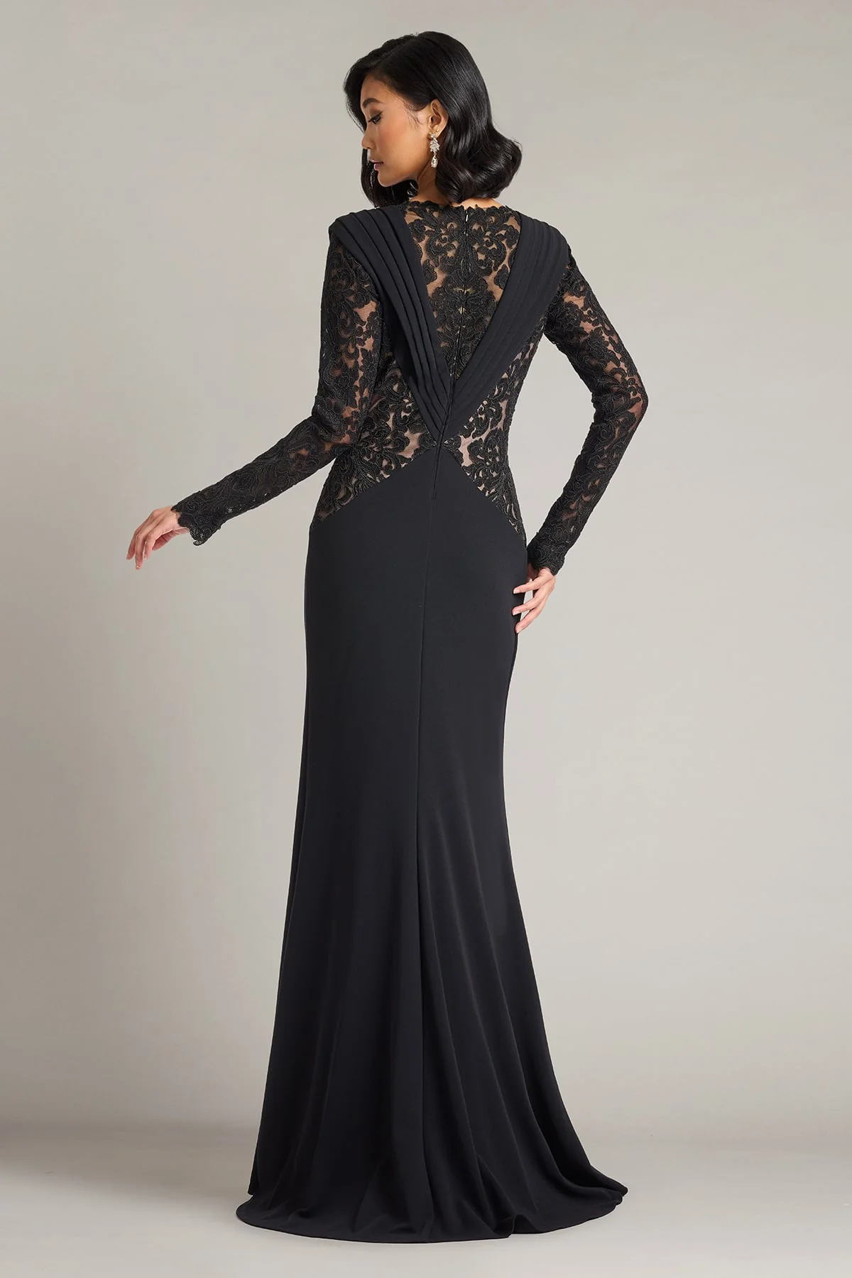 Vourie Draped Overlay Embroidered Gown - Special Events Unlimited