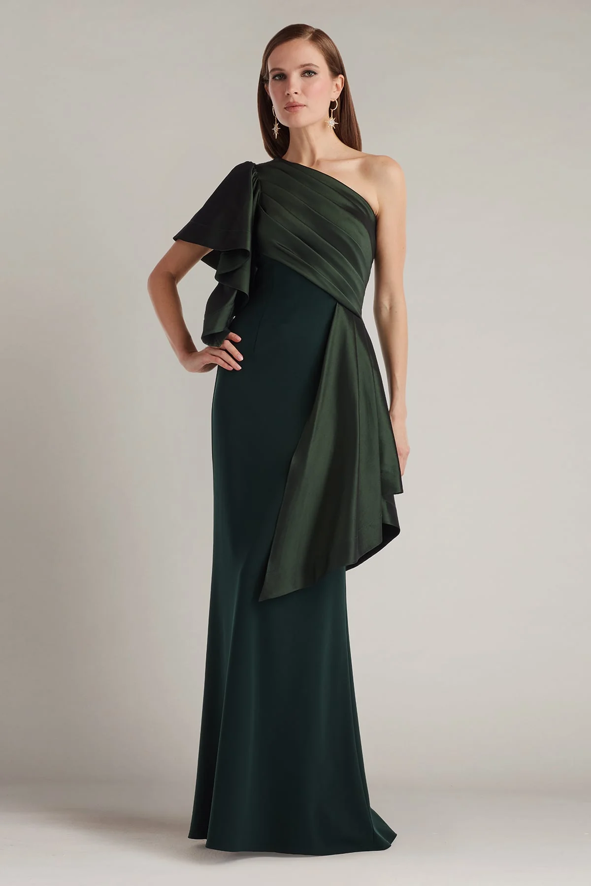Santa Fe Draped Flounce Gown - Special Events Unlimited