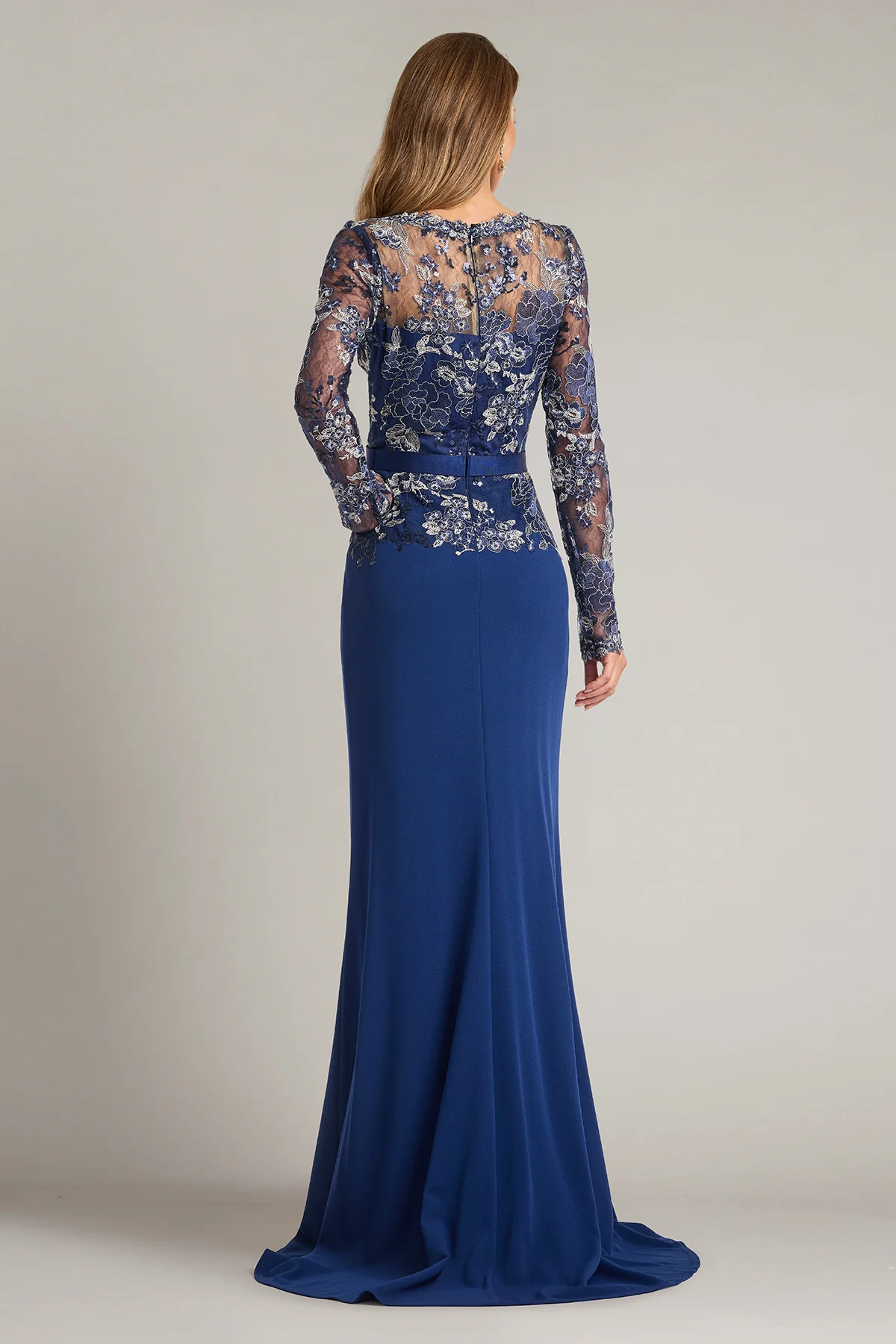 Beacon Belted Embroidered Illusion Gown - Special Events Unlimited