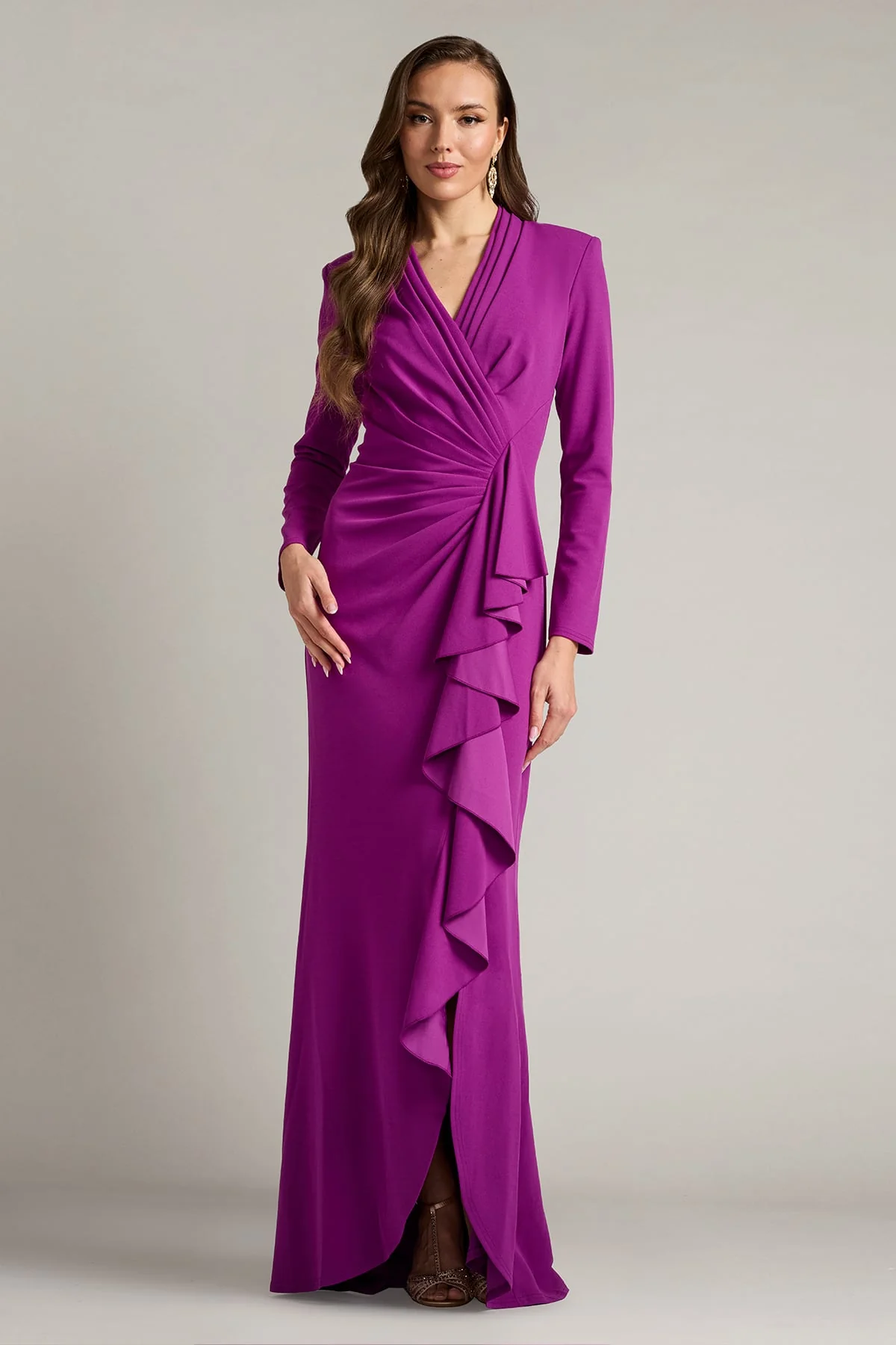 Markum Long-Sleeve Flounce Gown - Special Events Unlimited