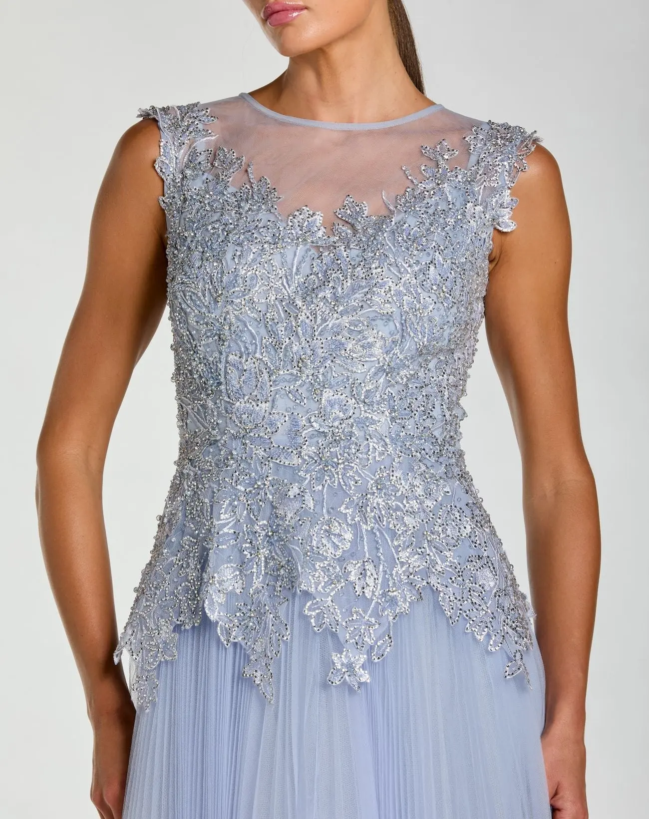 Purple Sleeveless Embellished Bodice A-Line Gown - Special Events Unlimited