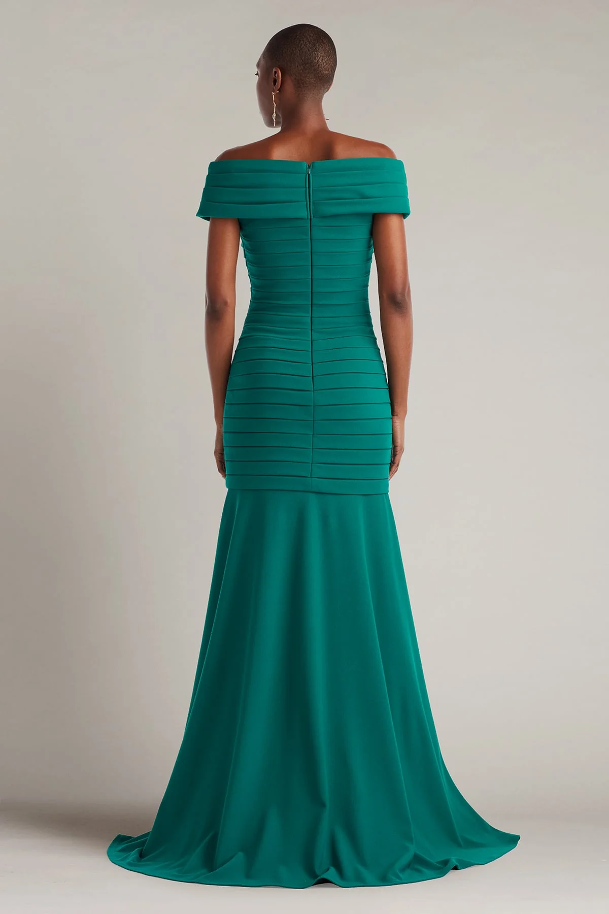 Elisea Shutter-Pleated Crepe Gown - Special Events Unlimited