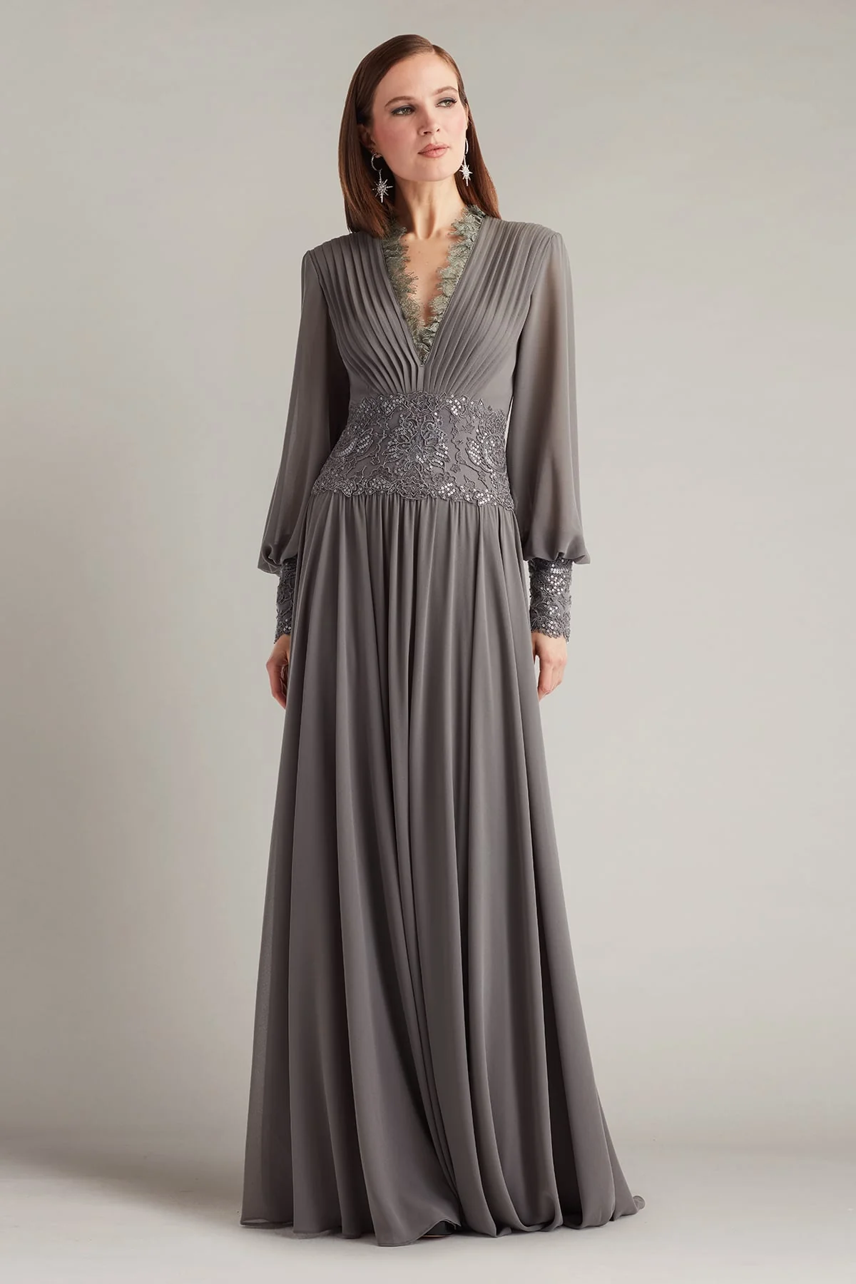 Mariela Embellished Blouson-Sleeve Gown - Special Events Unlimited
