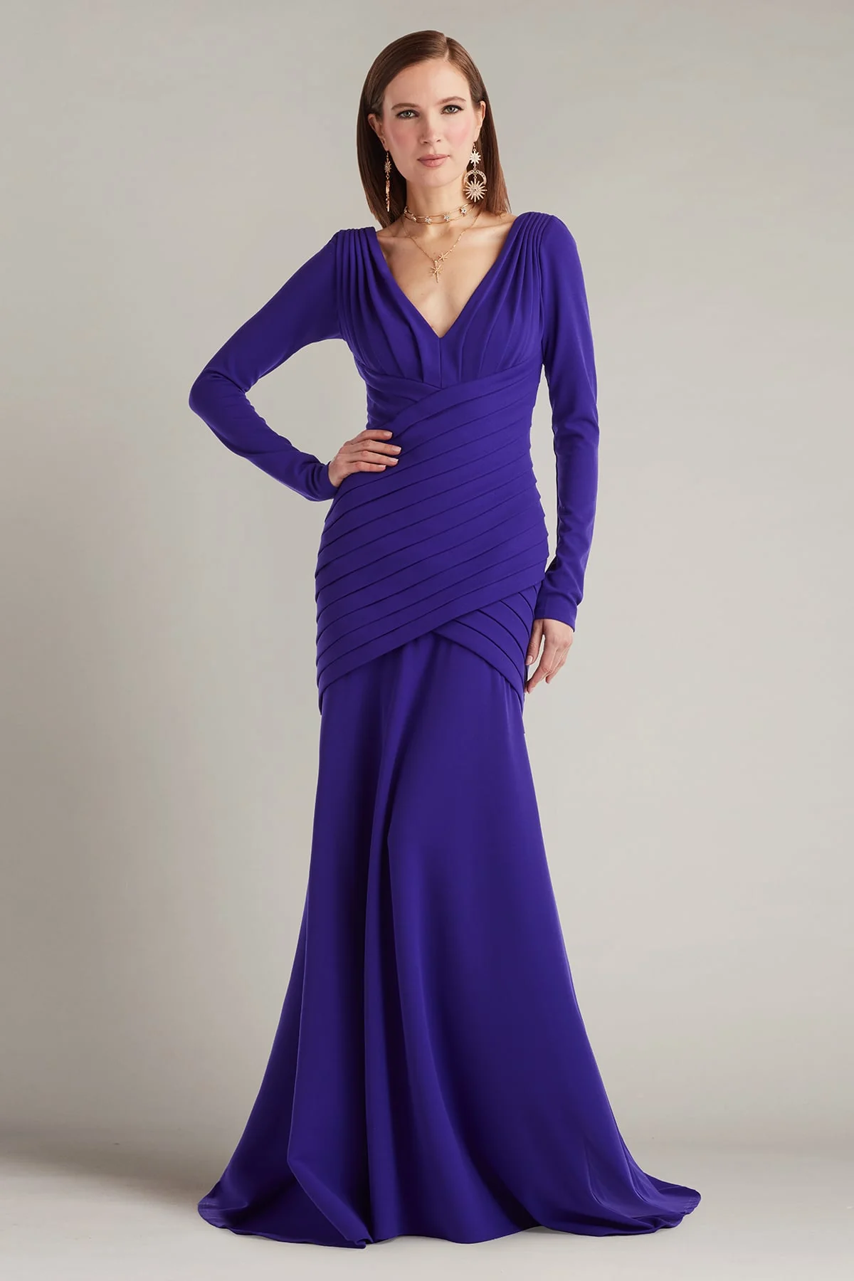 Keris Shutter-Pleated Crepe Gown - Special Events Unlimited