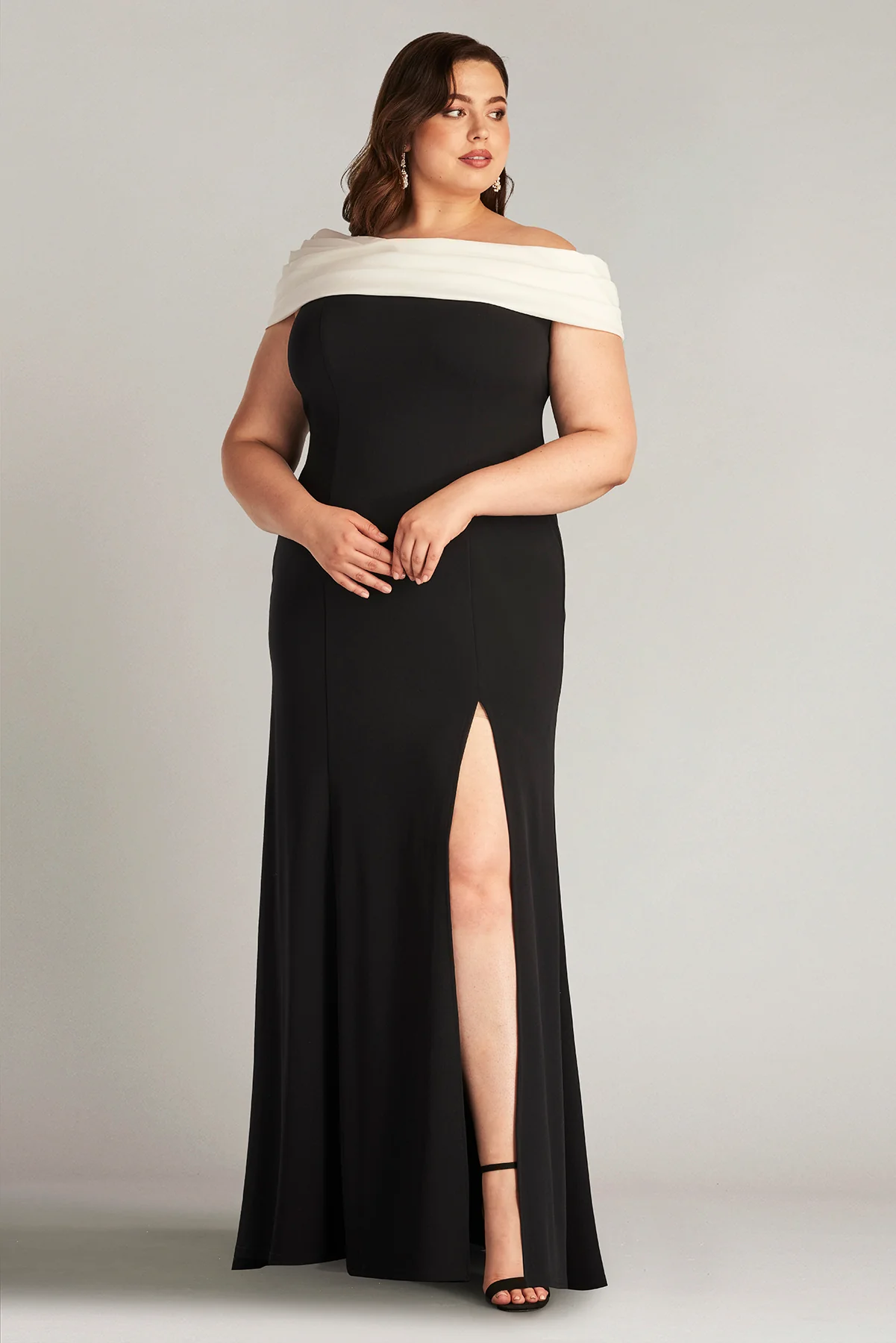 Dalton Two-Tone Off-Shoulder Gown- PLUS SIZE - Special Events Unlimited