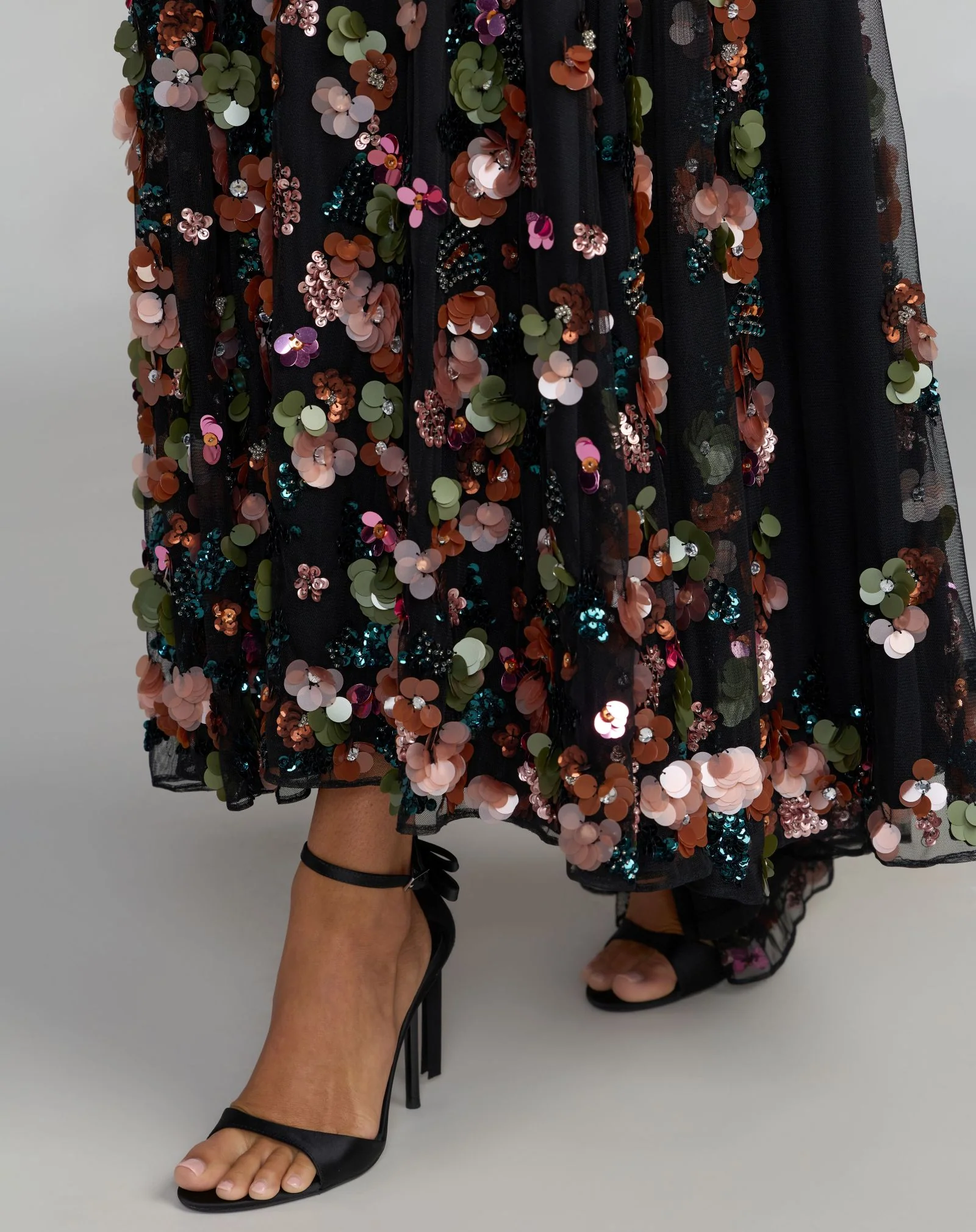 Black Sequin Embellished Sleeveless High Low Gown - Special Events Unlimited
