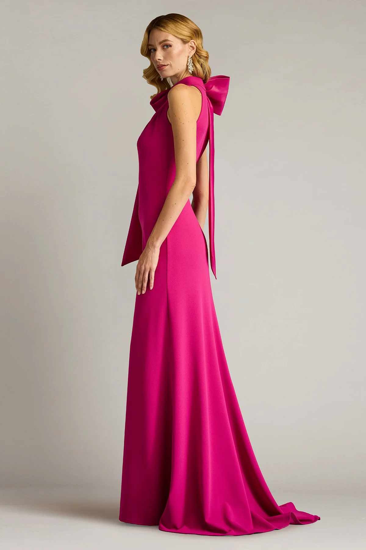 Sims Taffeta Shoulder Bow Halter Gown - Special Events Unlimited
