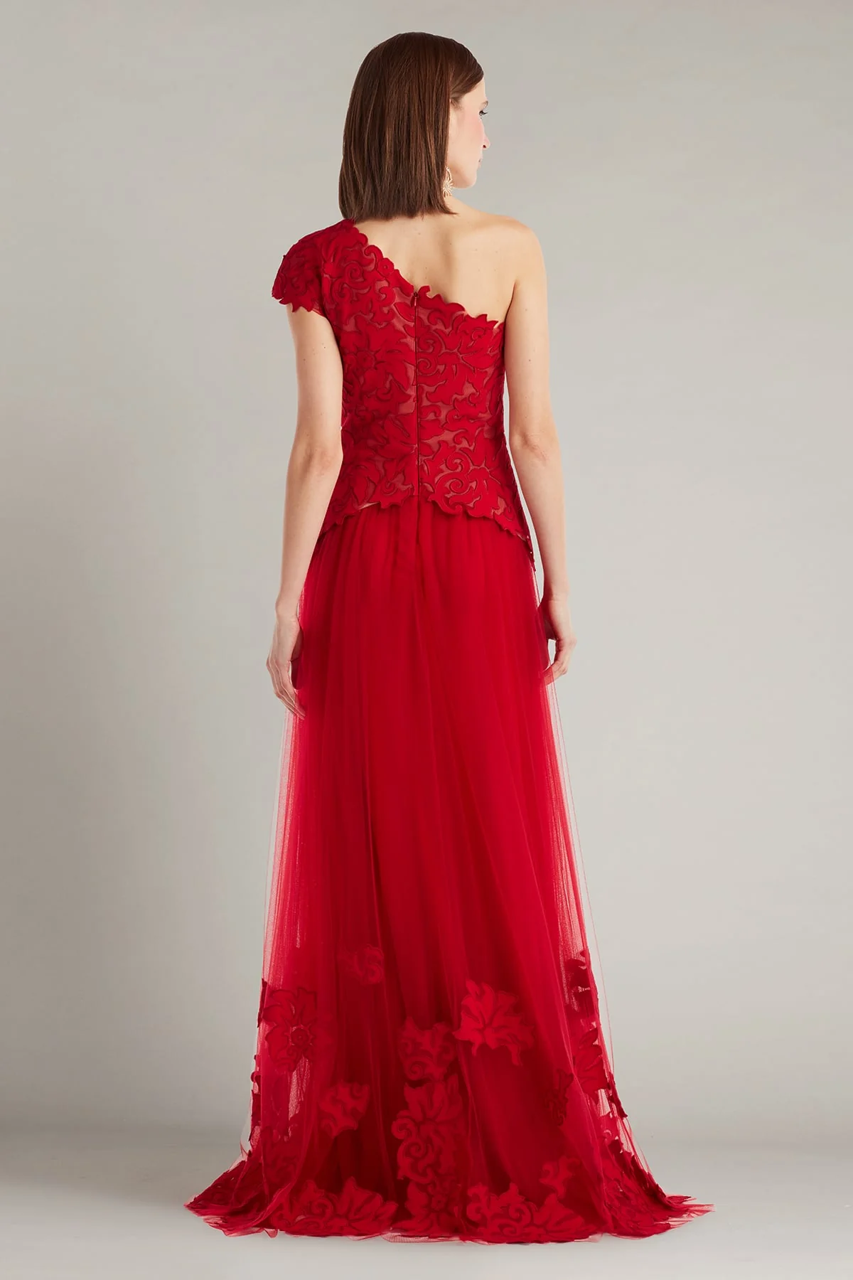 Marcelline One-Shoulder Laser-Cut Gown - Special Events Unlimited