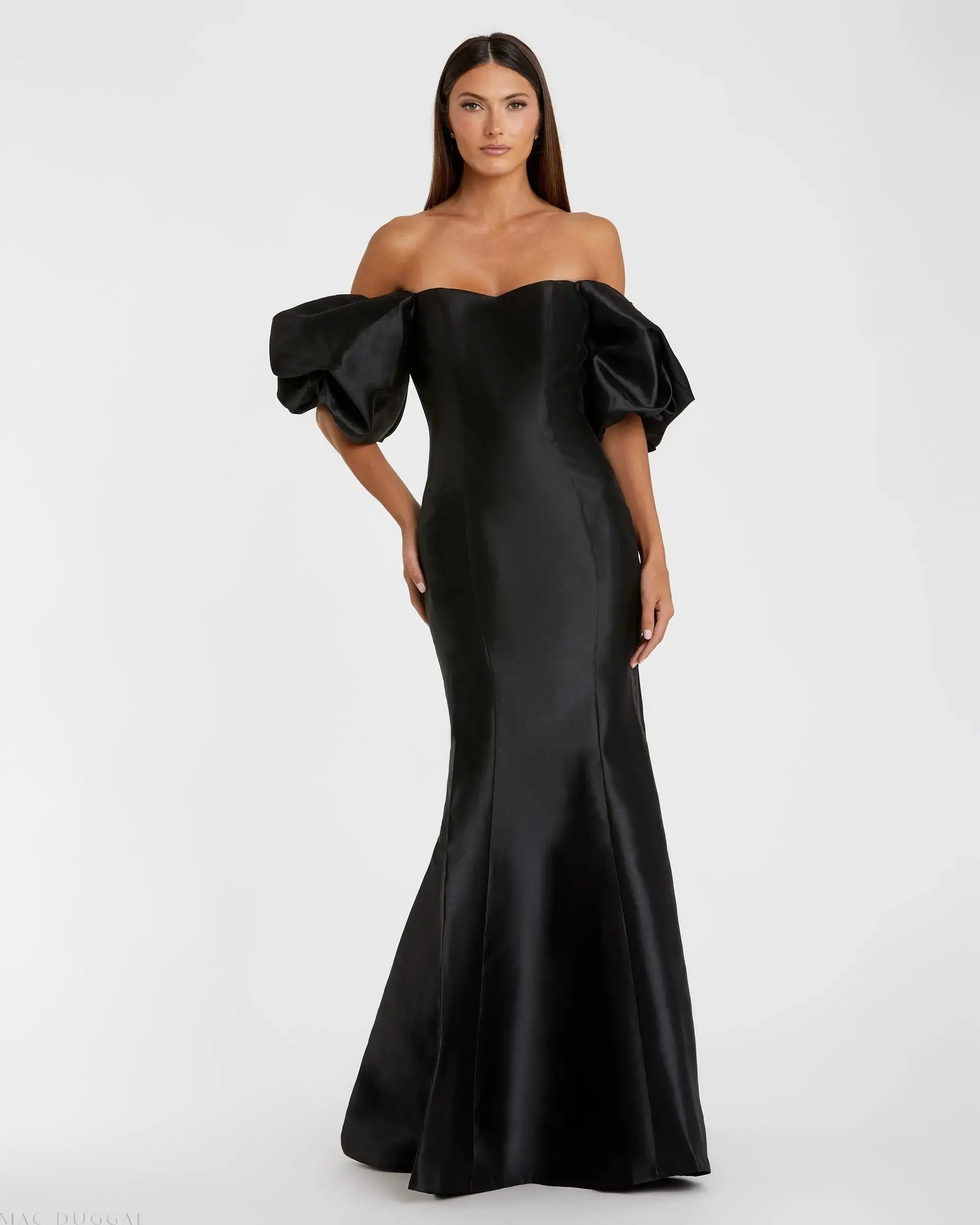 Black Sweetheart Off The Shoulder Puff Sleeve Gown - Special Events Unlimited
