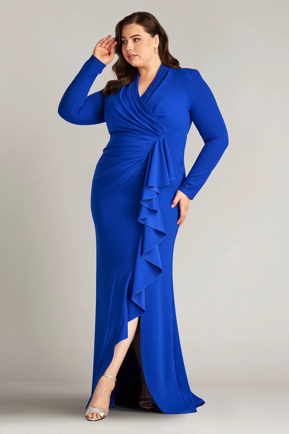 Markum Long-Sleeve Flounce Gown - PLUS SIZE - Special Events Unlimited