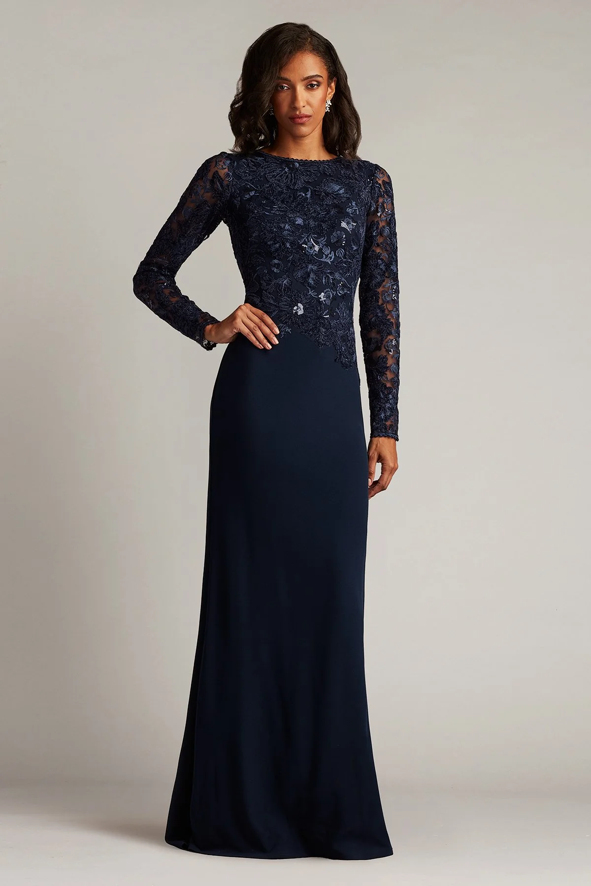 Forena Embroidered Crepe Gown - Special Events Unlimited