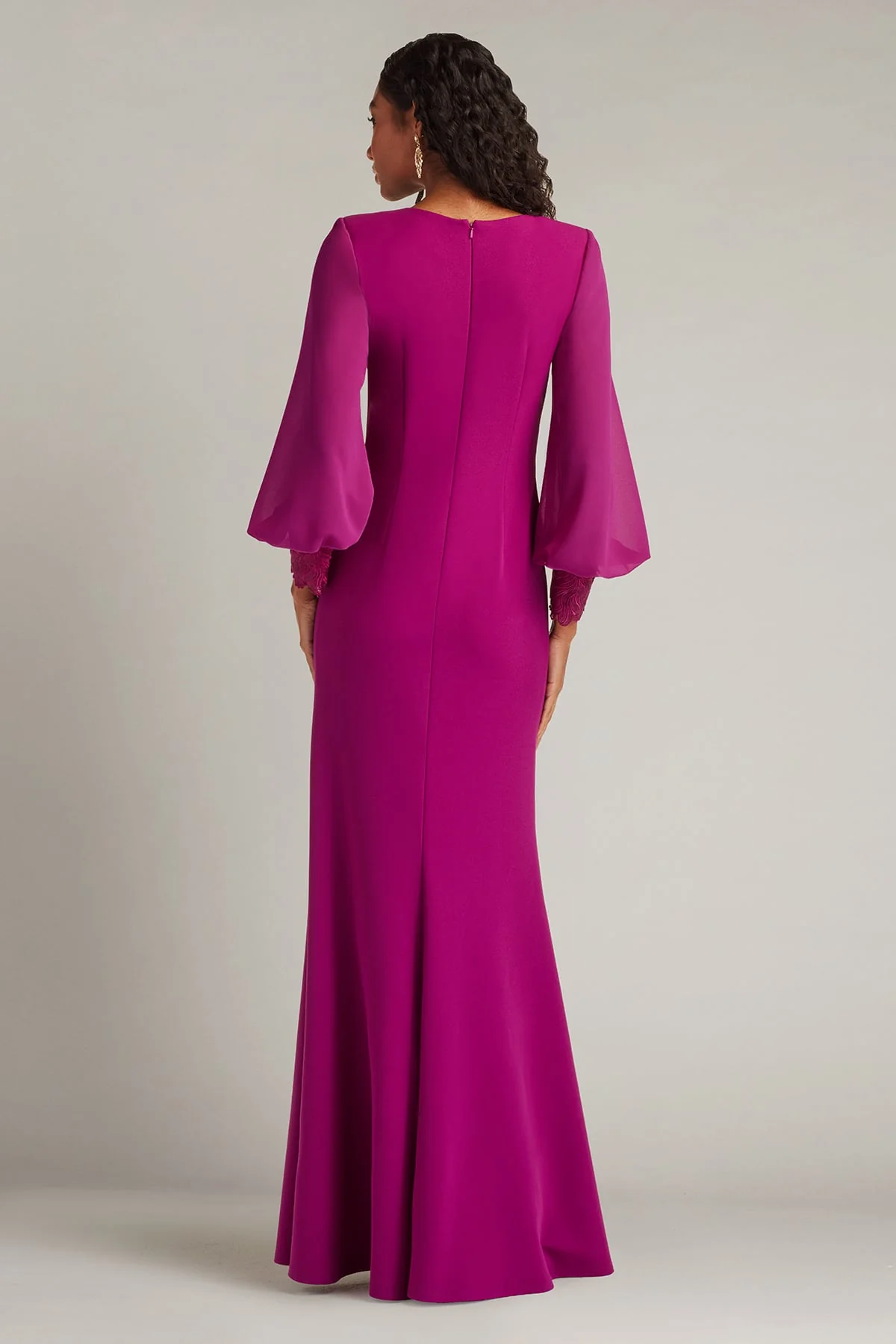 Sahana Bishop Sleeve Plunge Gown - Special Events Unlimited