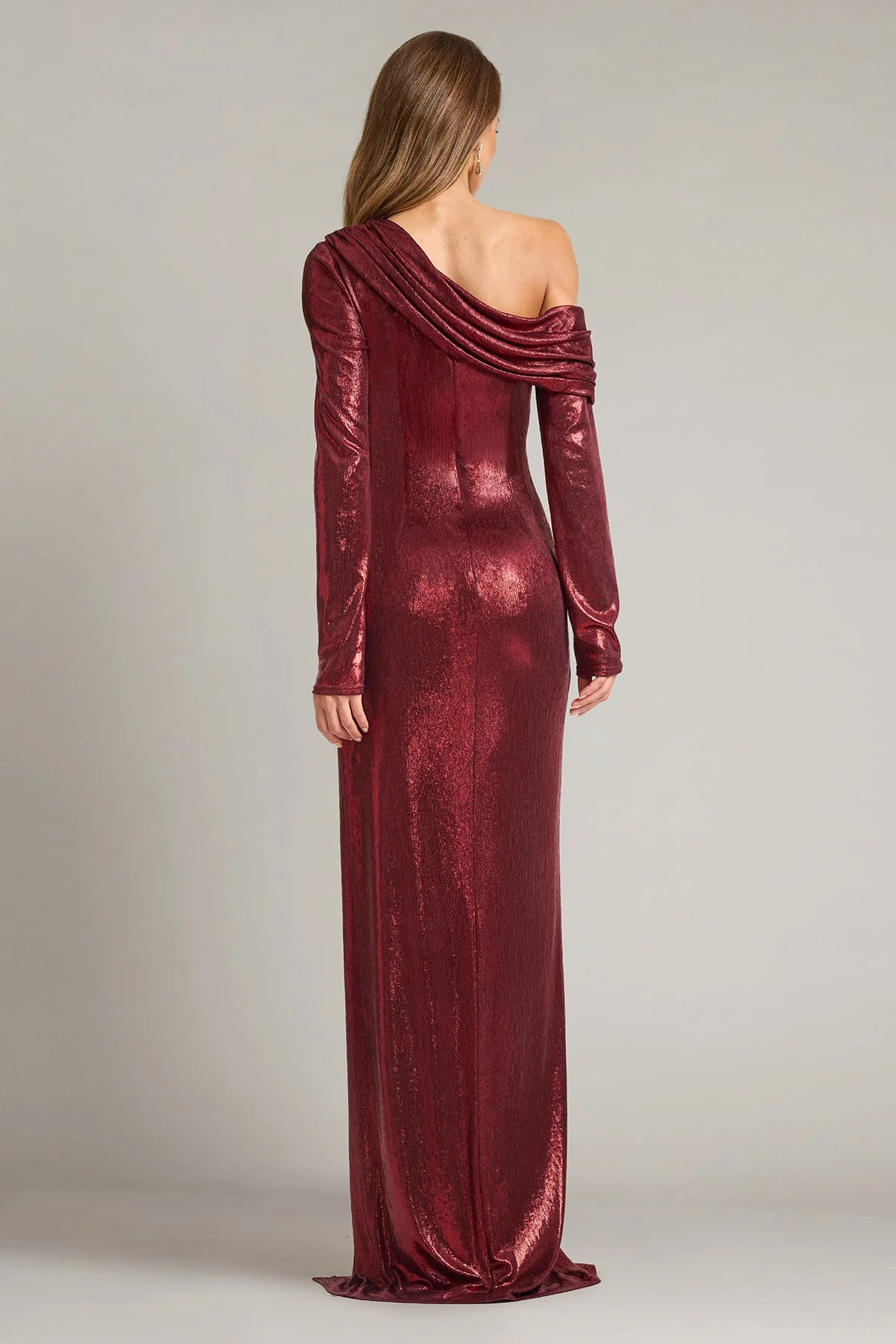 Toryn Metallic Pleated Draped Gown - Special Events Unlimited