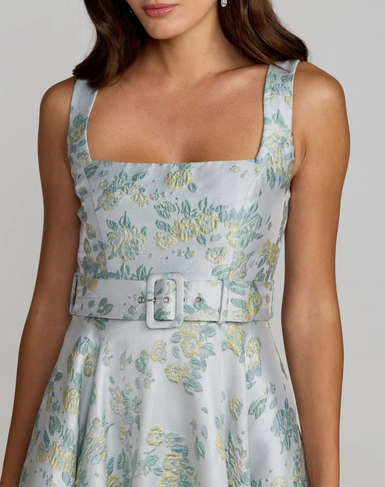 Blue Sleeveless Belted A-Line Midi Dress - Special Events Unlimited