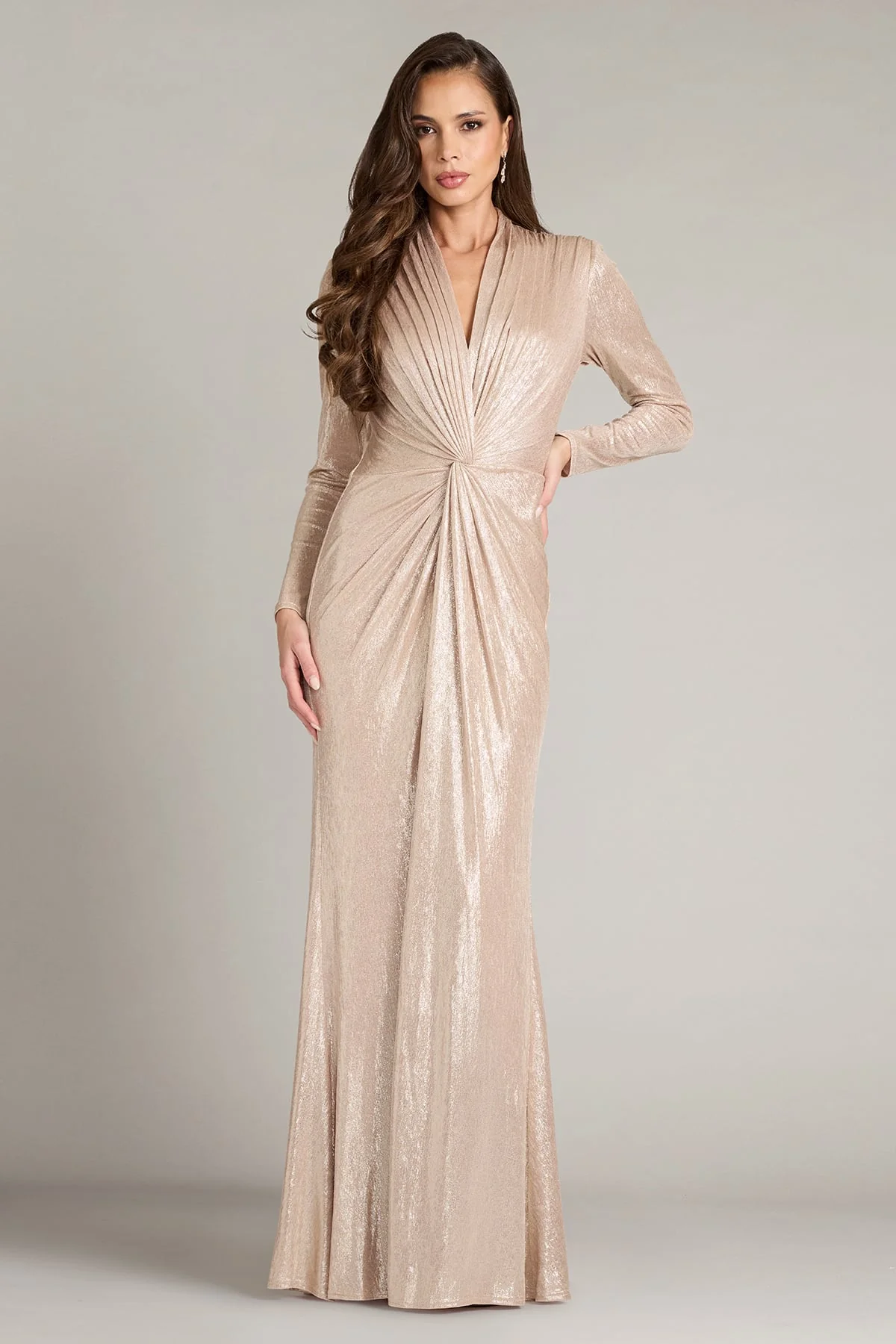 Ferrum Metallic Twist Drape Gown - Special Events Unlimited