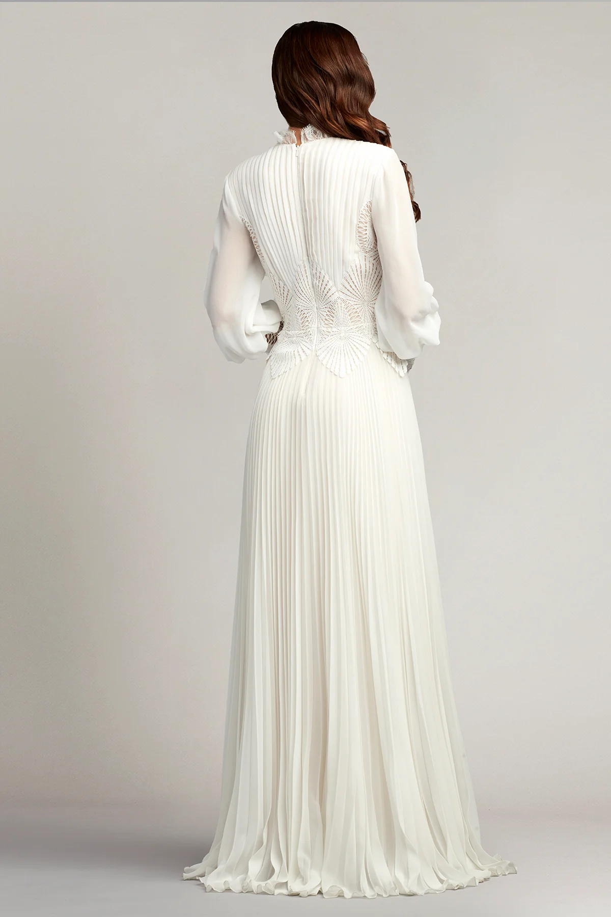 Yates Pleated Chiffon & Lace Gown - Special Events Unlimited