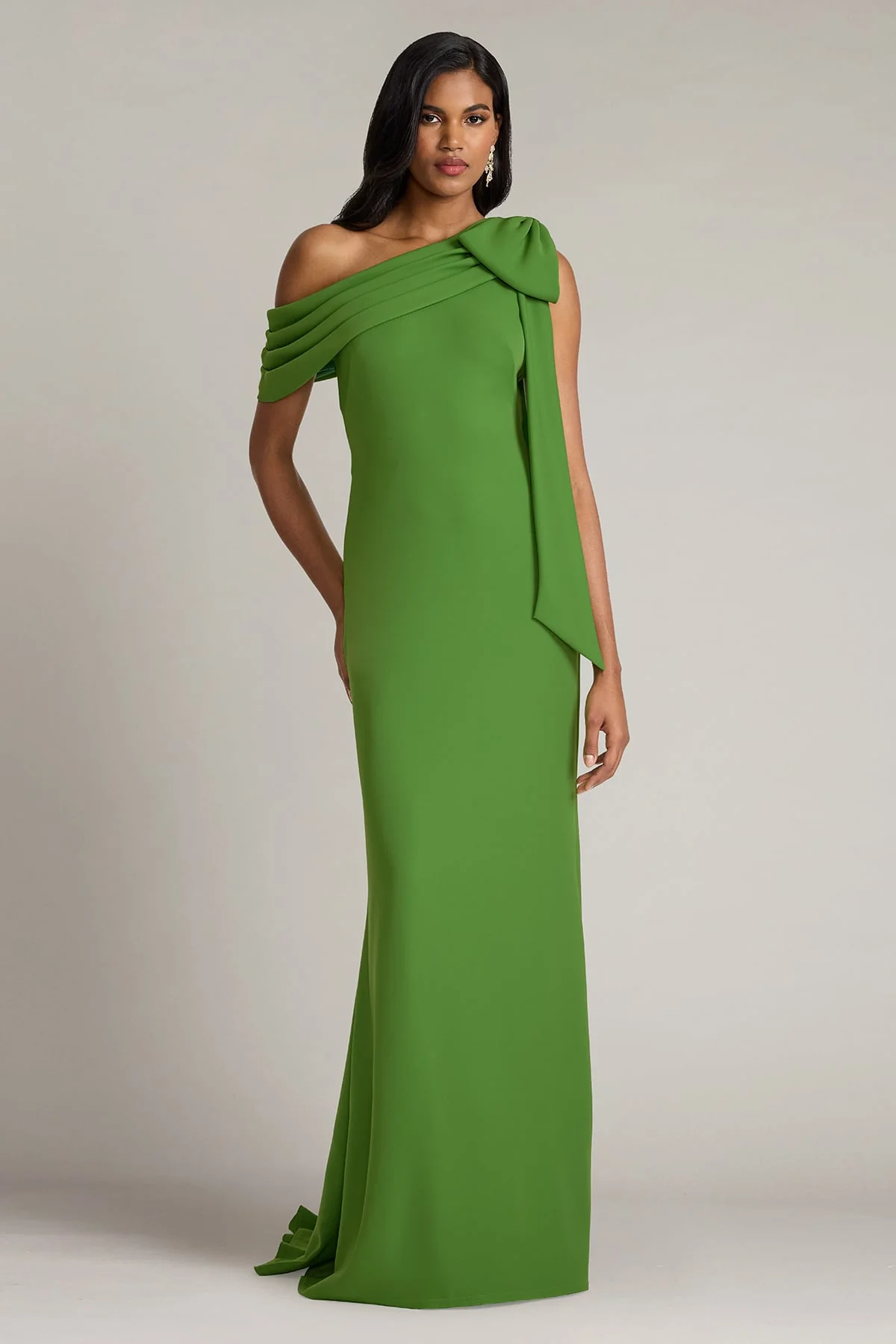 Cassia Bow-Shoulder Crepe Gown - Special Events Unlimited