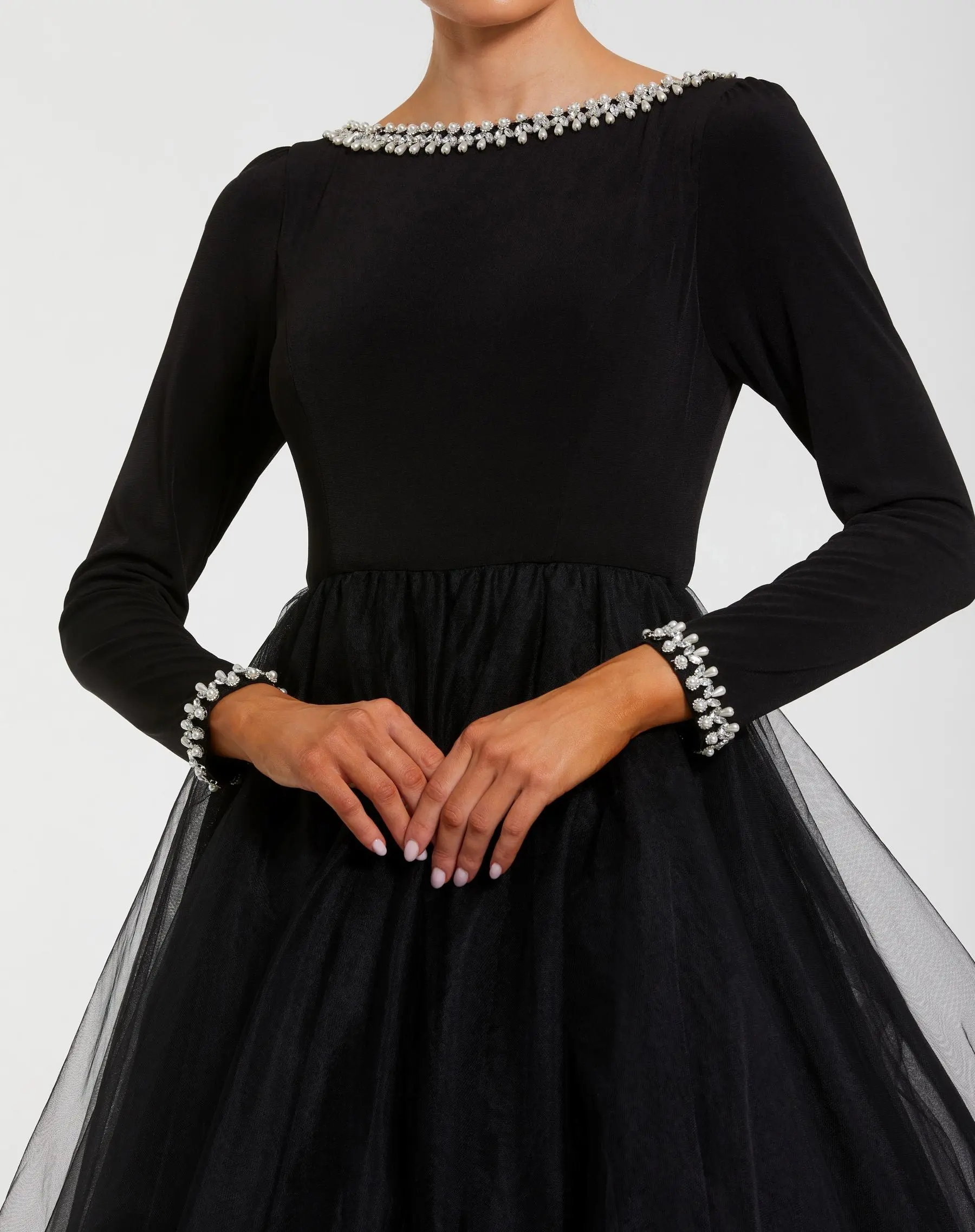Black Long Sleeve Tulle Ball Gown - Special Events Unlimited