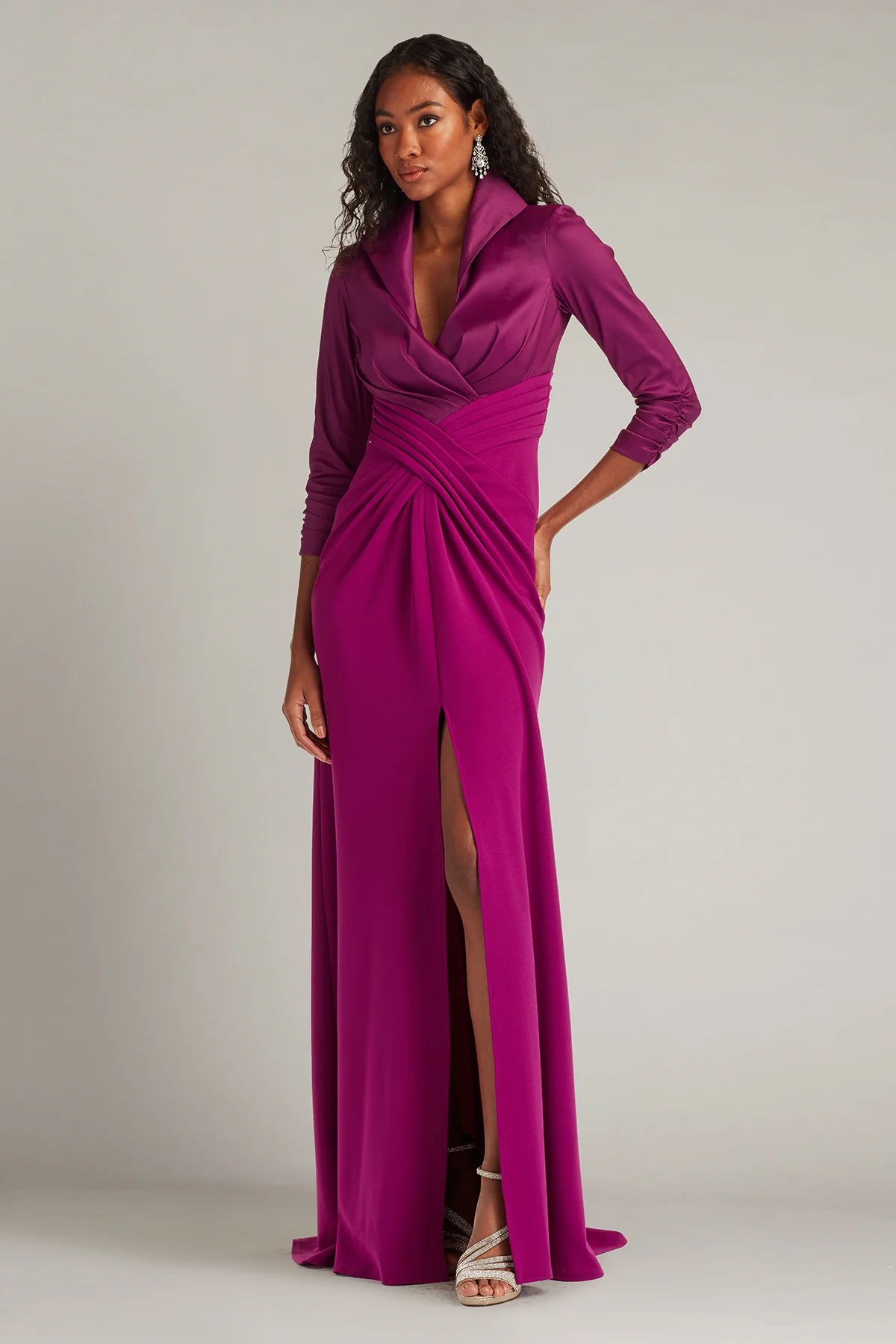 Vanguard Collared Contrast Gown - Special Events Unlimited