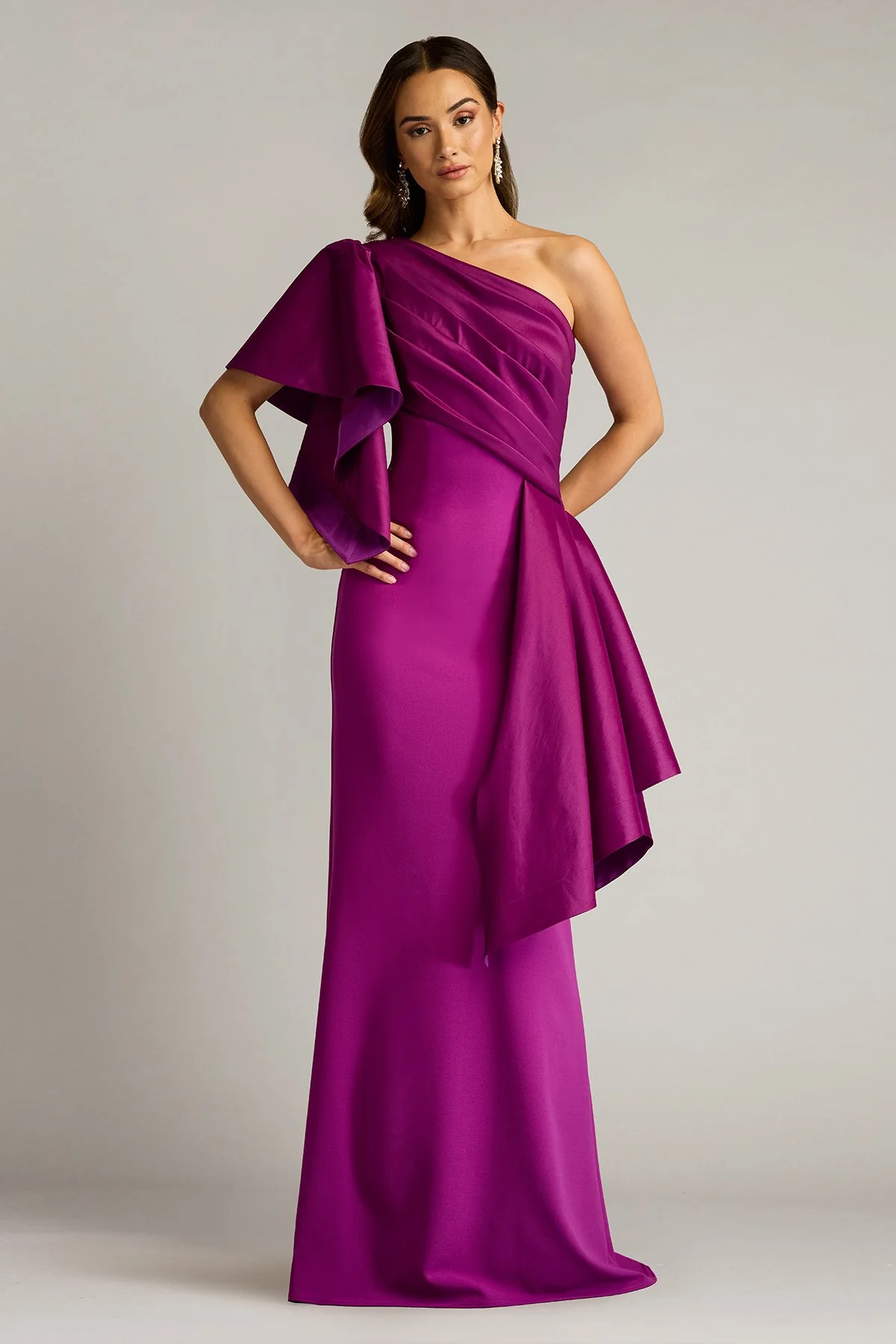 Santa Fe Draped Flounce Gown - Special Events Unlimited
