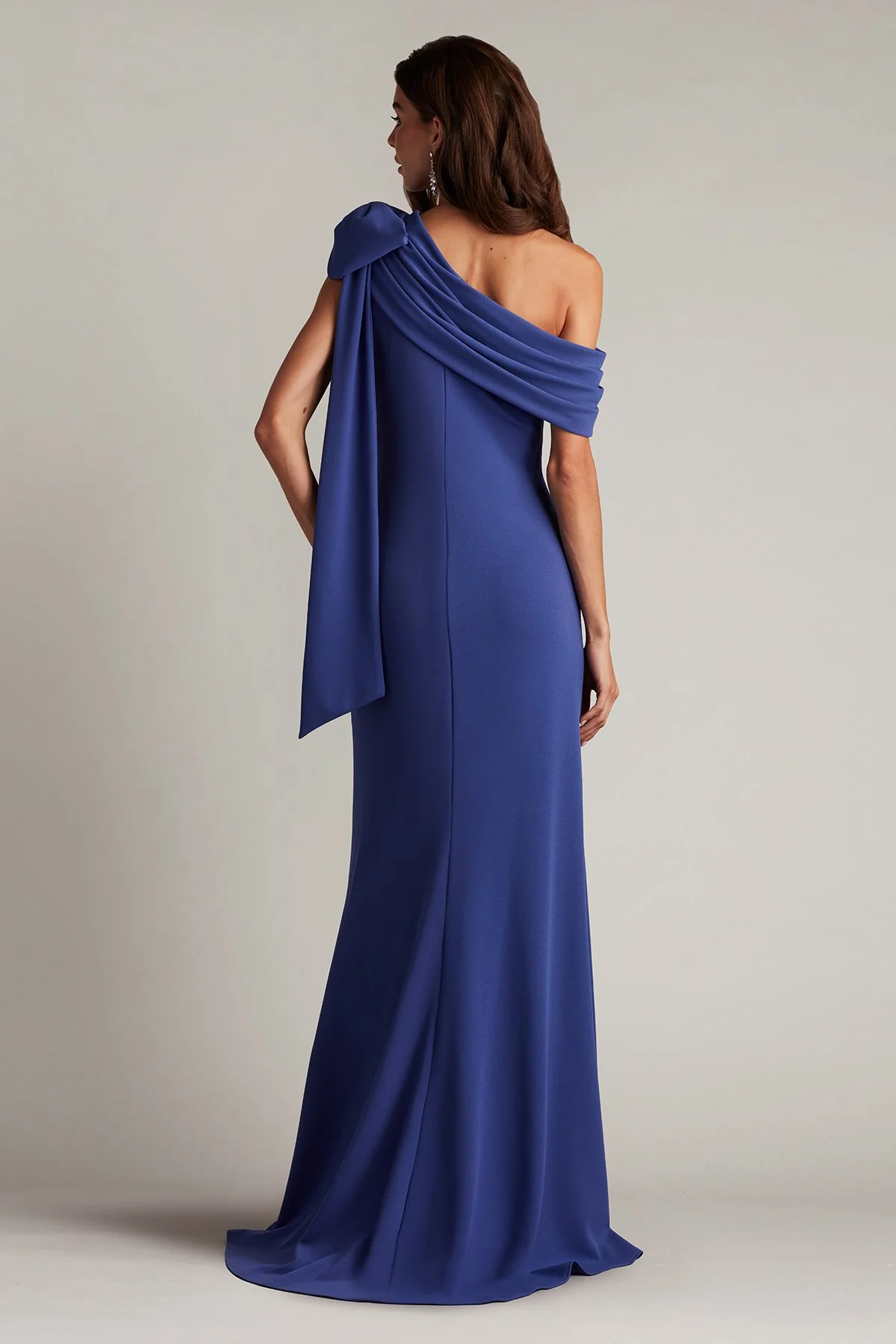 Cassia Bow-Shoulder Crepe Gown - Special Events Unlimited