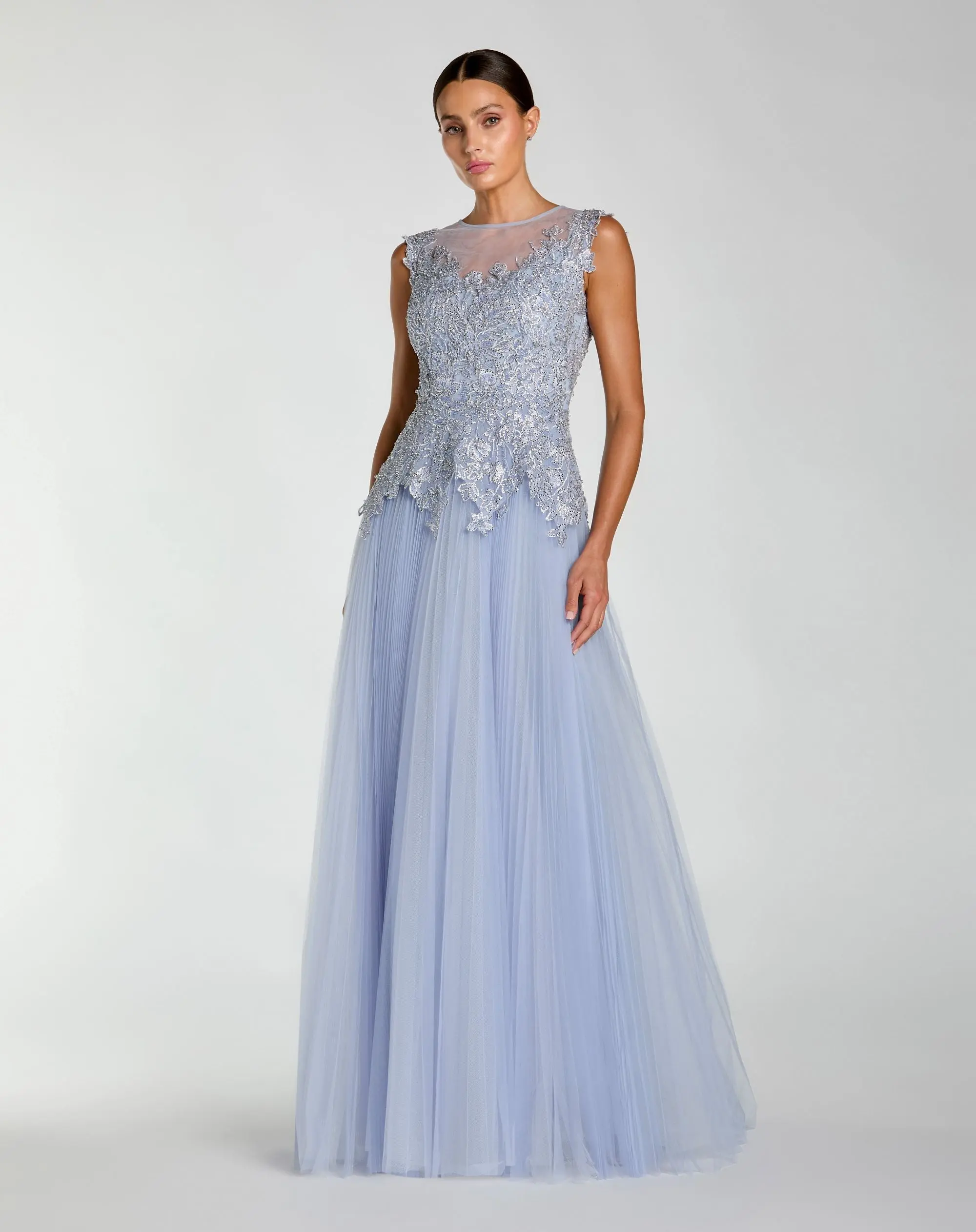 Purple Sleeveless Embellished Bodice A-Line Gown - Special Events Unlimited