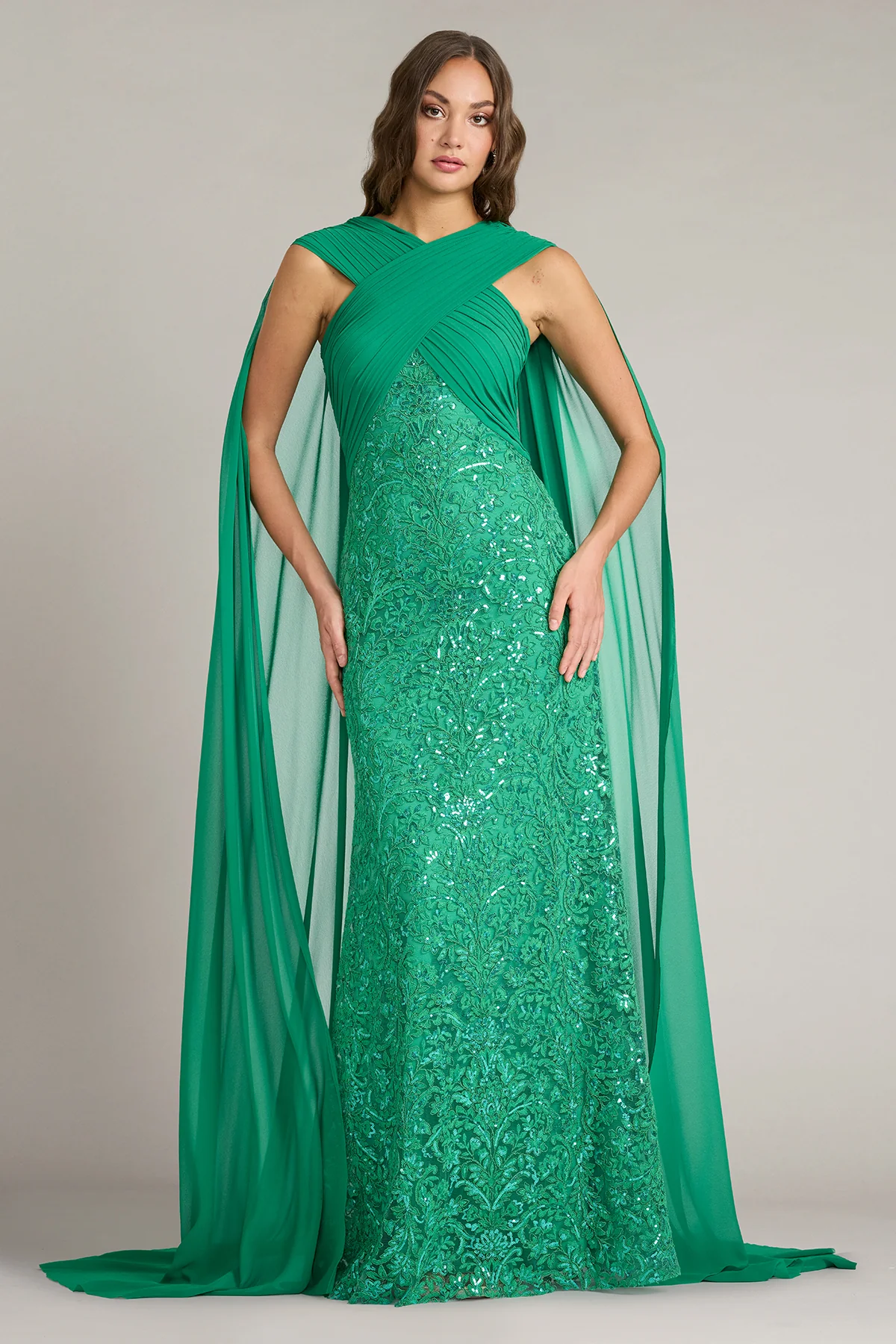 Albioin Sequin Embroidered Sash Gown - Special Events Unlimited
