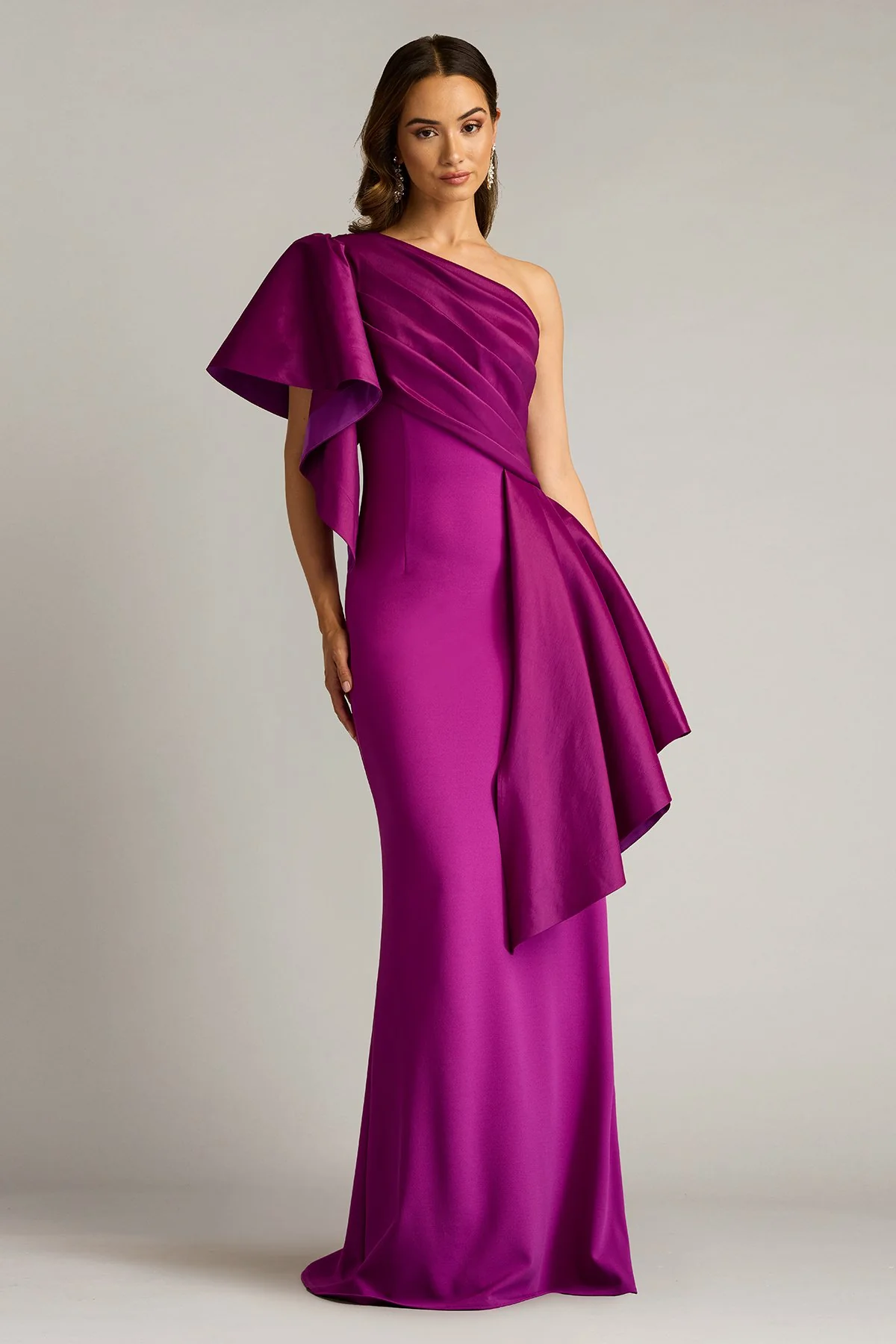 Santa Fe Draped Flounce Gown - Special Events Unlimited