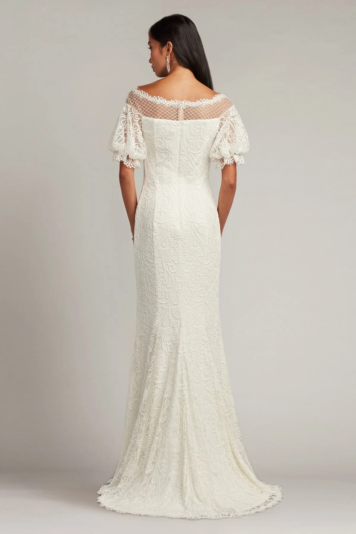 Whelan Embroidered Puff-Sleeve Gown - Special Events Unlimited